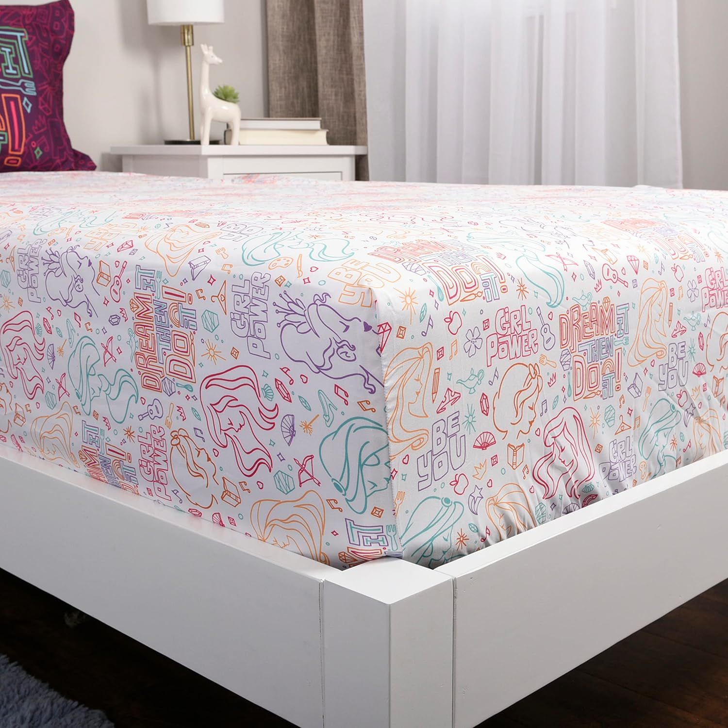 Disney Princess 3 Piece Twin Bedding Sheet Set for Kids - Flat Sheet, Fitted Sheet and Pillowcase