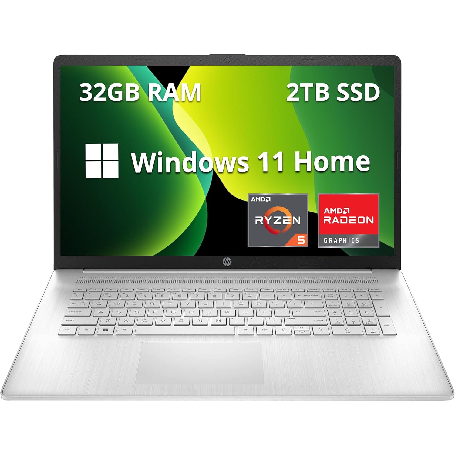 Open Box - HP 17.3" Touchscreen HD Laptop, AMD Ryzen 5 5625U Processor, 2TB PCIe SSD, 32GB RAM, AMD Radeon Graphics,720p HD Camera, WiFi, Win 11, Silver