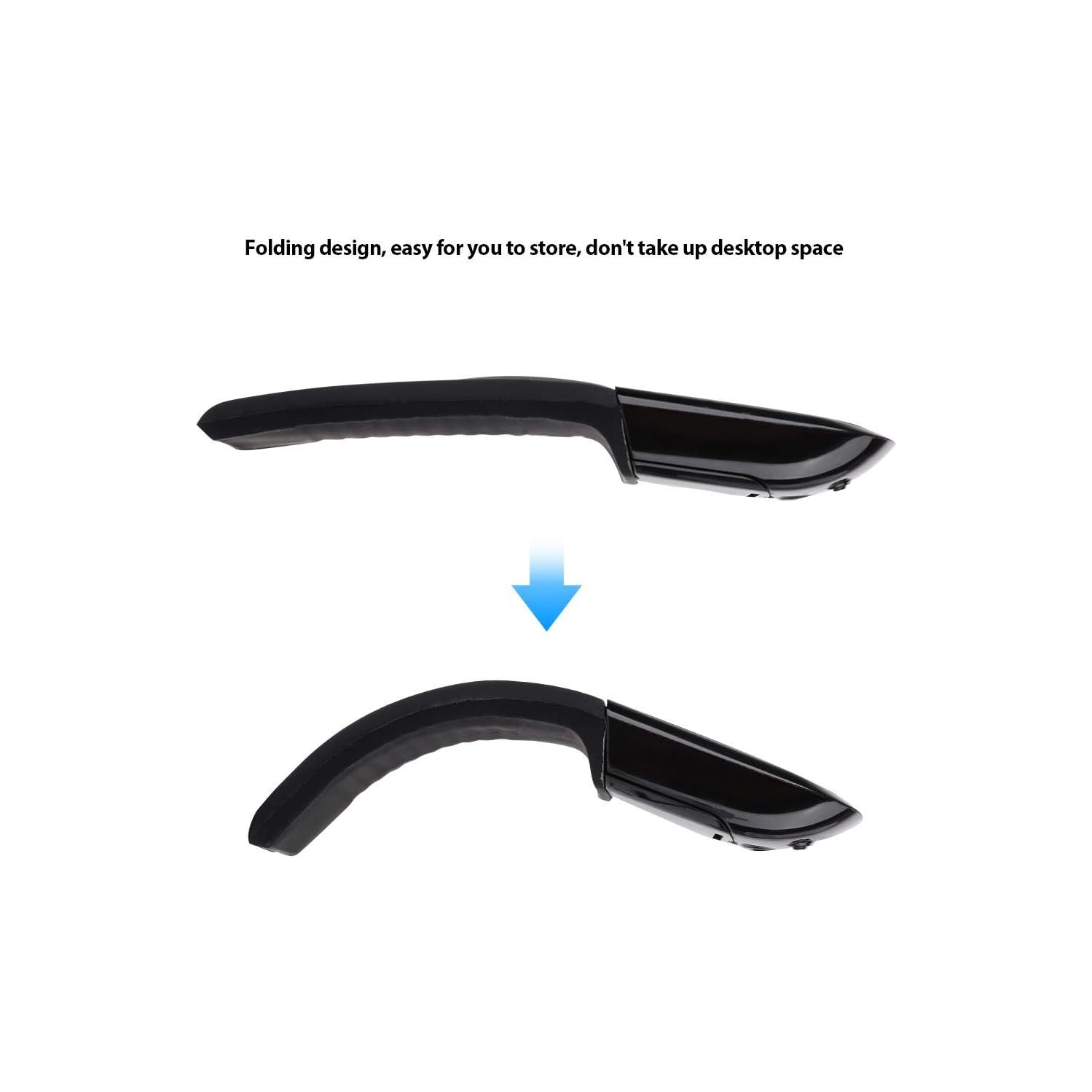 2.4G Mouse 1600DPI Ergonomic Foldable Optical Touch Mouse with USB Receiver Suitable for PC Laptop for Notebook