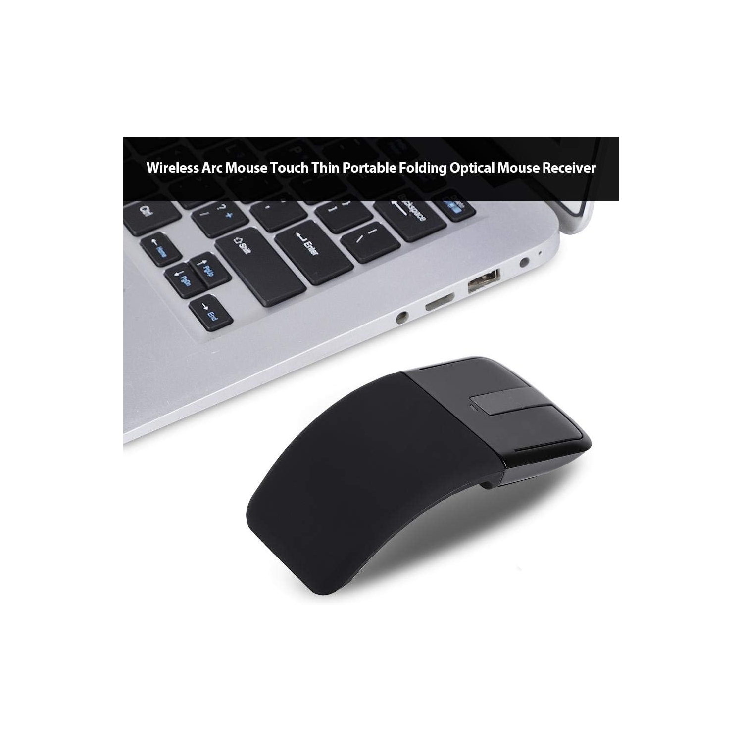 2.4G Mouse 1600DPI Ergonomic Foldable Optical Touch Mouse with USB Receiver Suitable for PC Laptop for Notebook