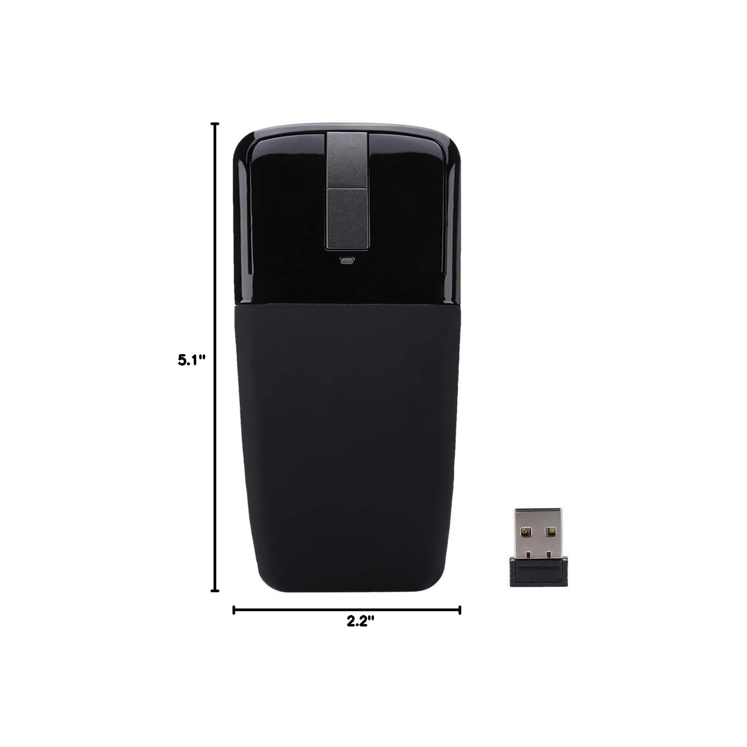 2.4G Mouse 1600DPI Ergonomic Foldable Optical Touch Mouse with USB Receiver Suitable for PC Laptop for Notebook