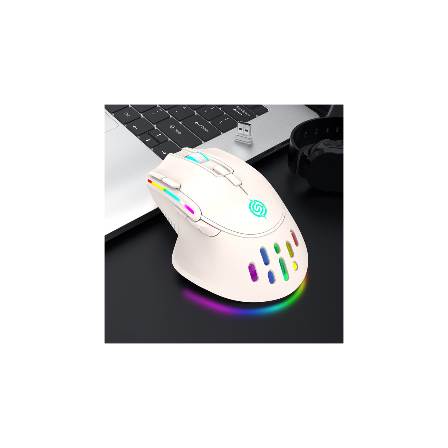 Souris de jeu sans fil rechargeable RVB eSports Ordinateur de bureau coloré Ordinateur portable Office Accessoires de jeu Souris