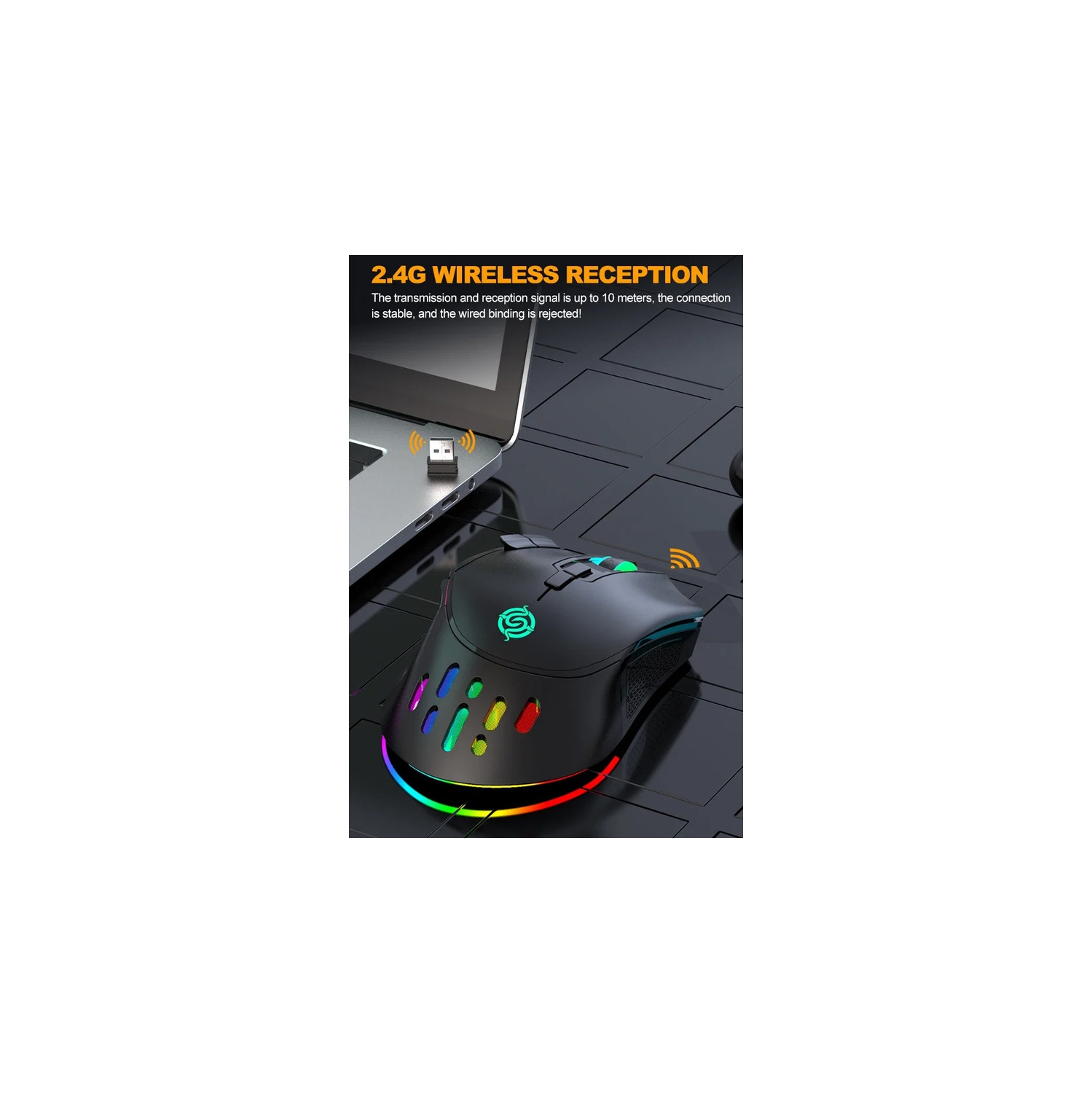 Souris de jeu sans fil rechargeable RVB eSports Ordinateur de bureau coloré Ordinateur portable Office Accessoires de jeu Souris