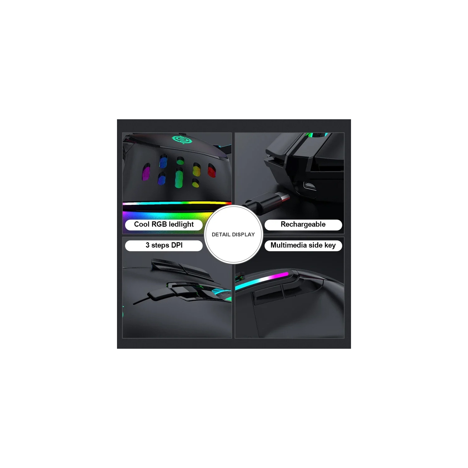 Souris de jeu sans fil rechargeable RVB eSports Ordinateur de bureau coloré Ordinateur portable Office Accessoires de jeu Souris