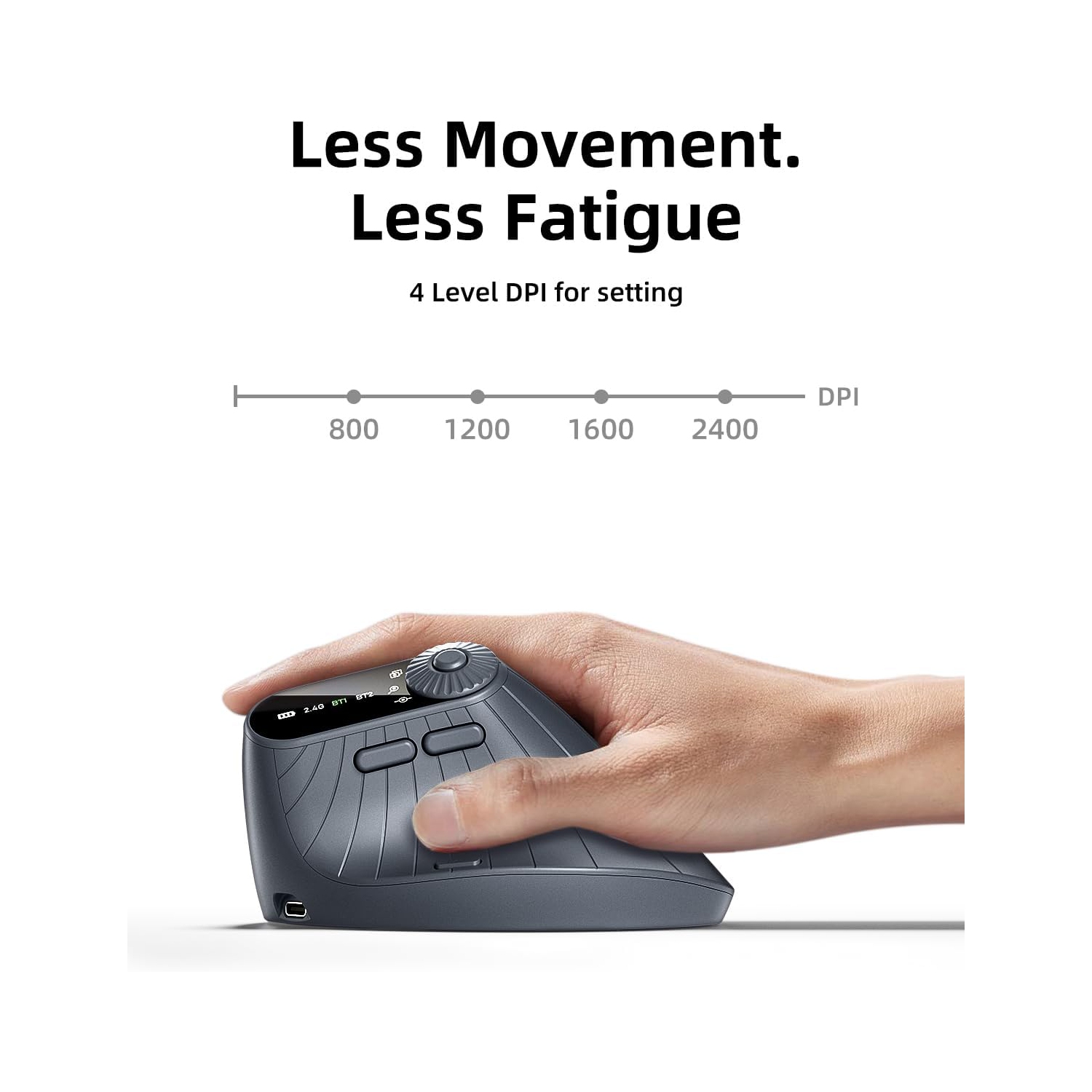 Ergonomic Vertical Mouse, Wireless Optical Bluetooth Mouse - Dual Mode Connectivity BT5.0+BT5.0+2.4GHz Up to 3 Devices, Adjustable DPI & 8 Function