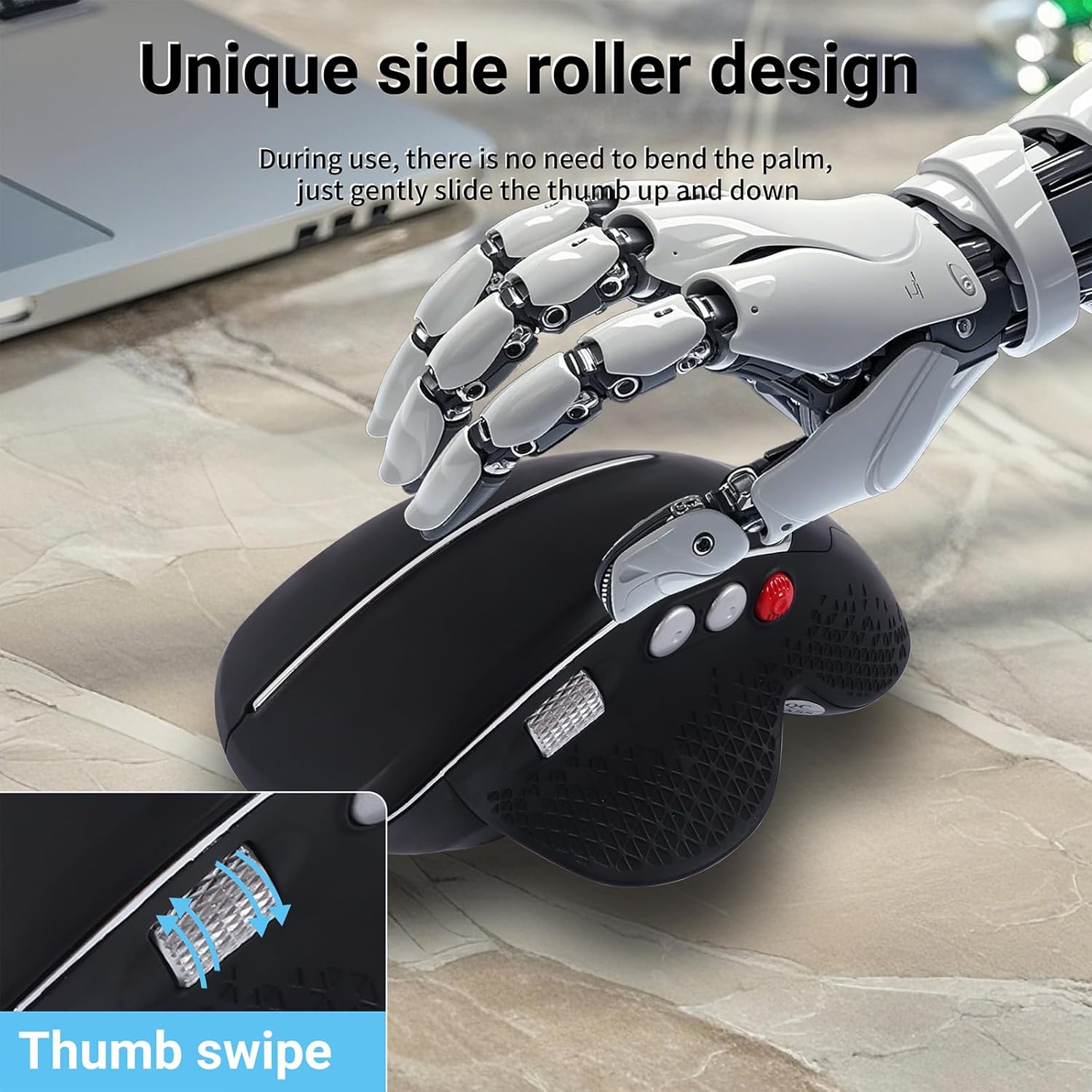 Wireless Ergonomic Vertical Mouse, 10M Range, 5 Buttons, 2.4G Optical, Wrist Pain Relief