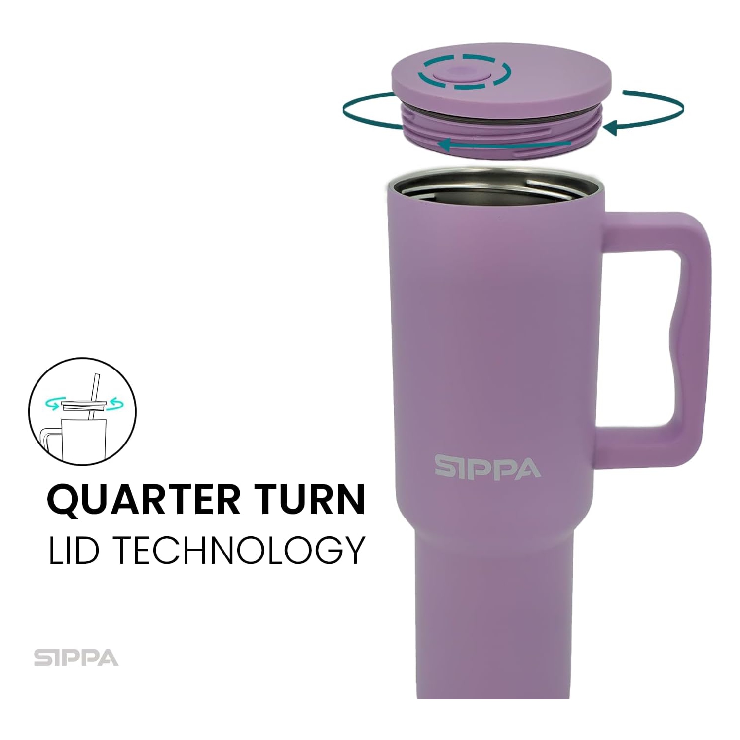 SIPPA 40 oz Tumbler with Straw and Lid, Reusable Stainless Steel Tumbler Cup, Double Wall Vacuum Insulated Tumbler with Handle,Leak Proof Tumblers