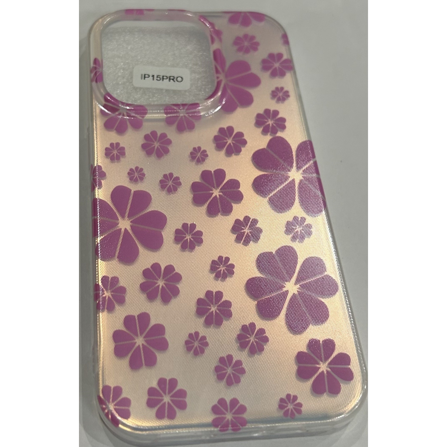 iPhone 15 Pro Case Clear with Design Embossed Floral Pattern Soft TPU Bumper Slim Protective 6.7 Inch