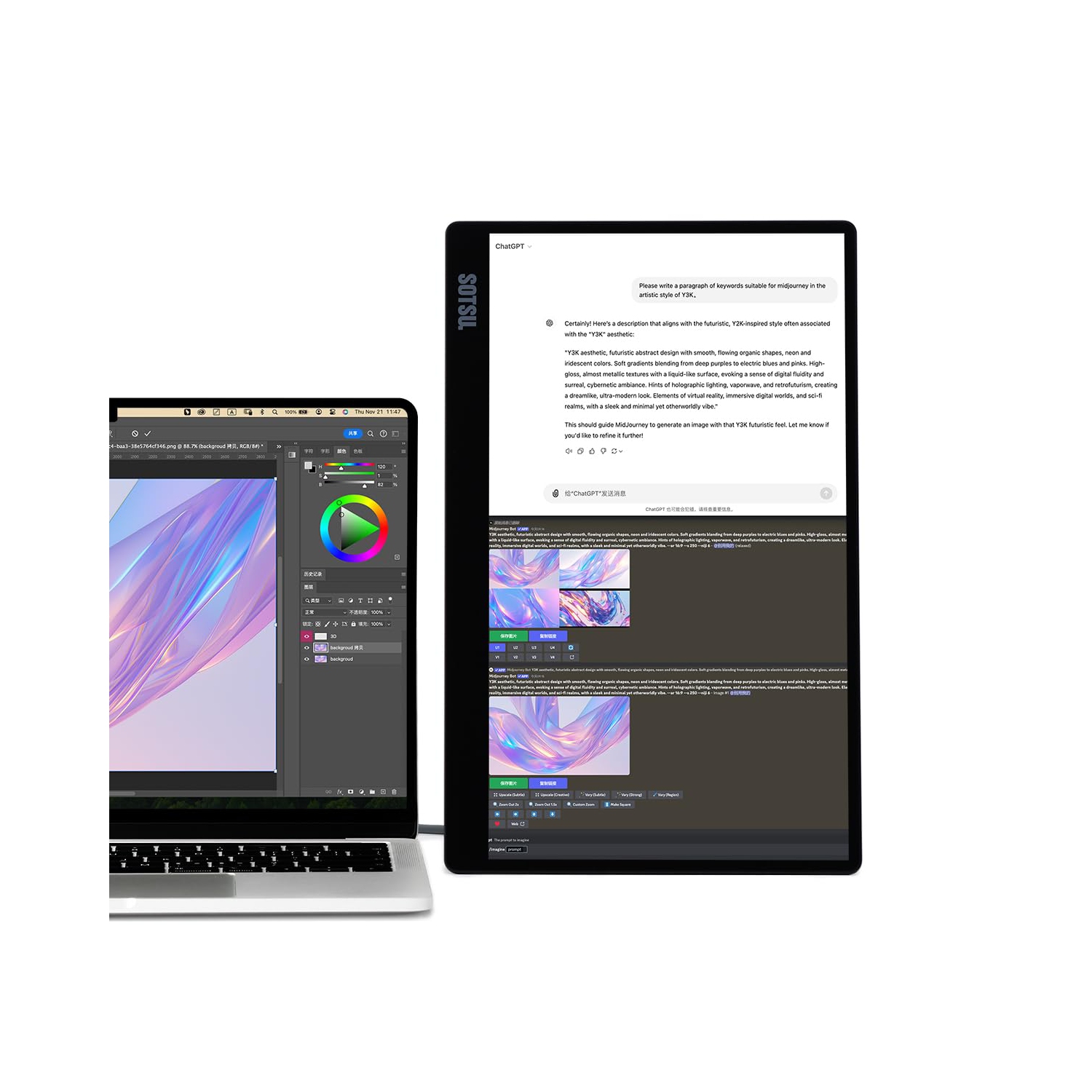 SOTSU FlipAction Go 14" Portable Monitor, Robust but Lightweight, Tempered Glass, 1080p, 400 Nits, 99% sRGB, 5W, Super Versatile, USB-C or Mini-HDMI