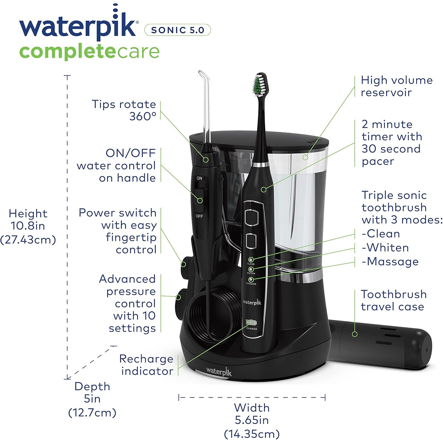 Hydropulseur et brosse à dents sonique Waterpik™ Complete Care 5,0