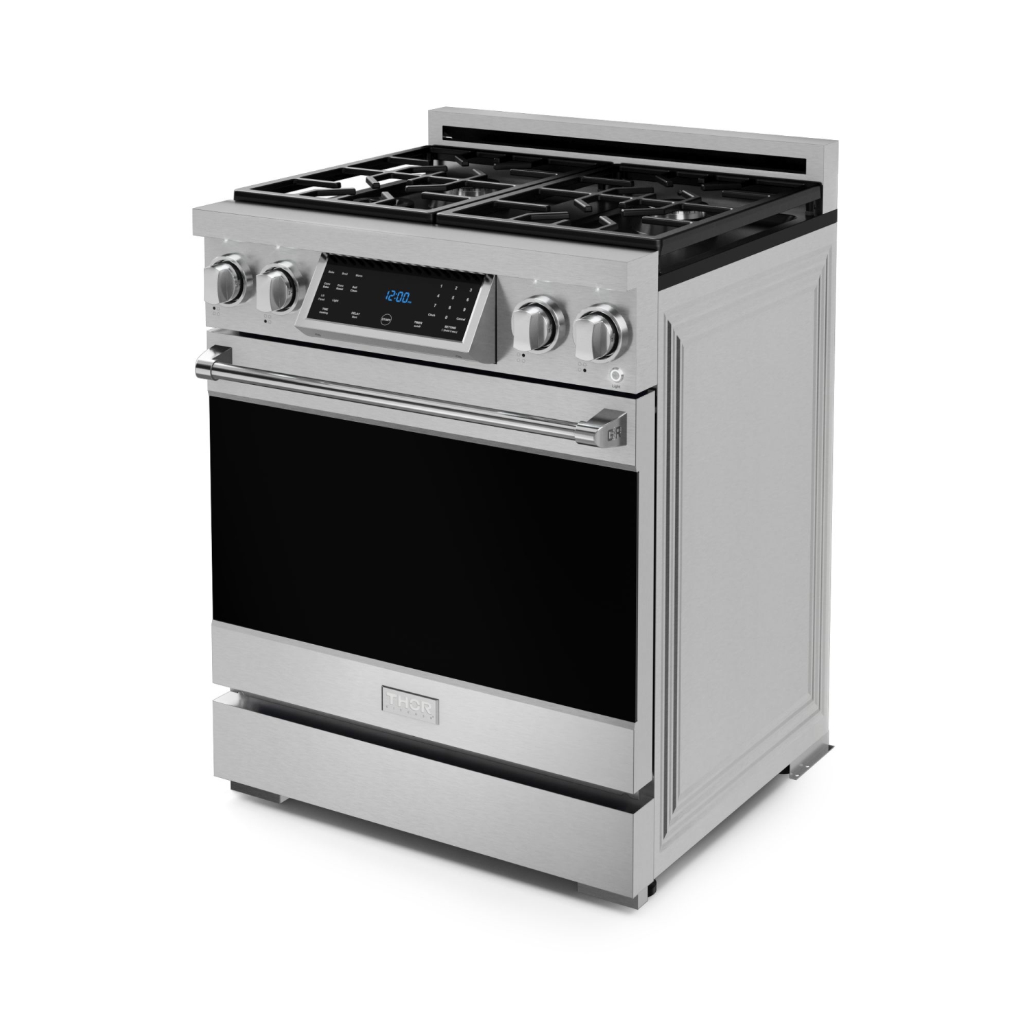 Cuisinière au gaz professionnelle de 30&nbsp;po Gordon Ramsay de THOR Kitchen avec panneau inclinable et commandes tactiles en acier inoxydable