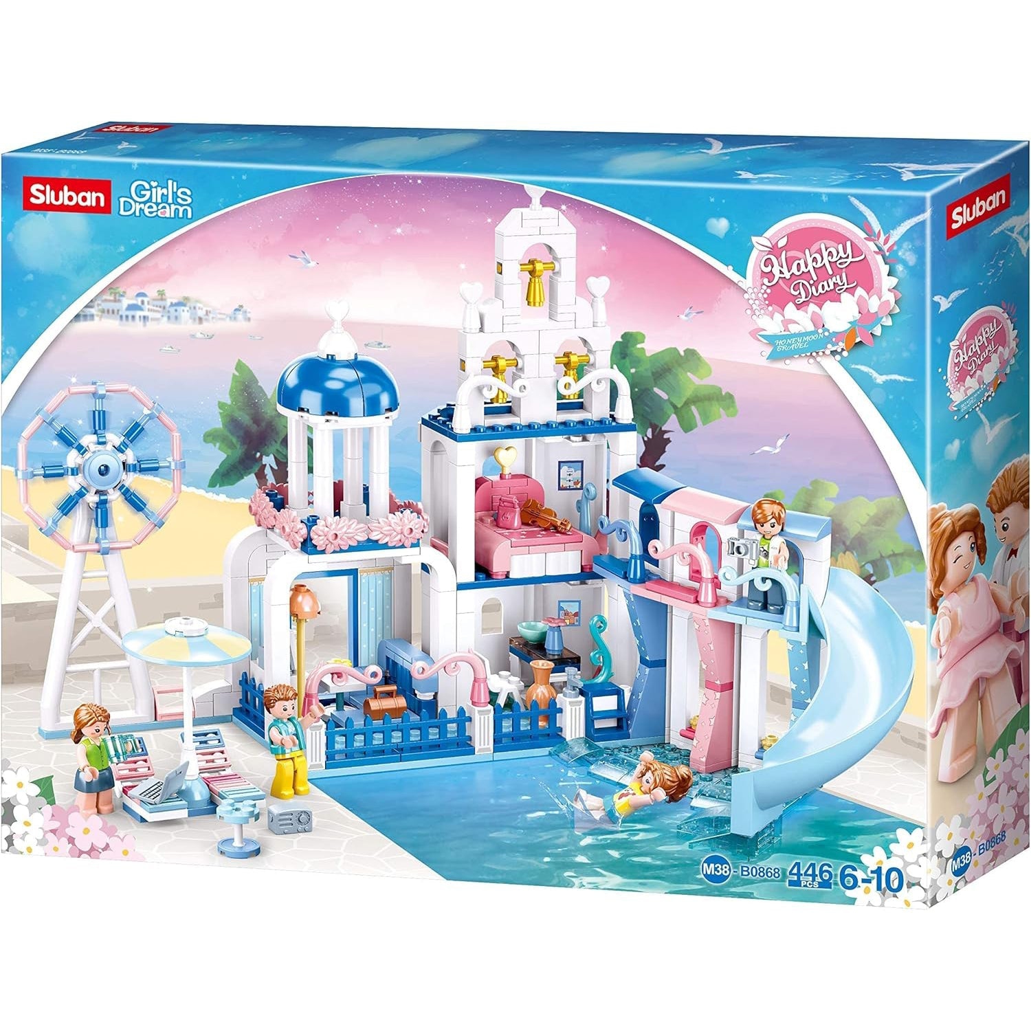 Sluban - Dream Villa Building Blocks Set with 4 Figures, 446 Pieces