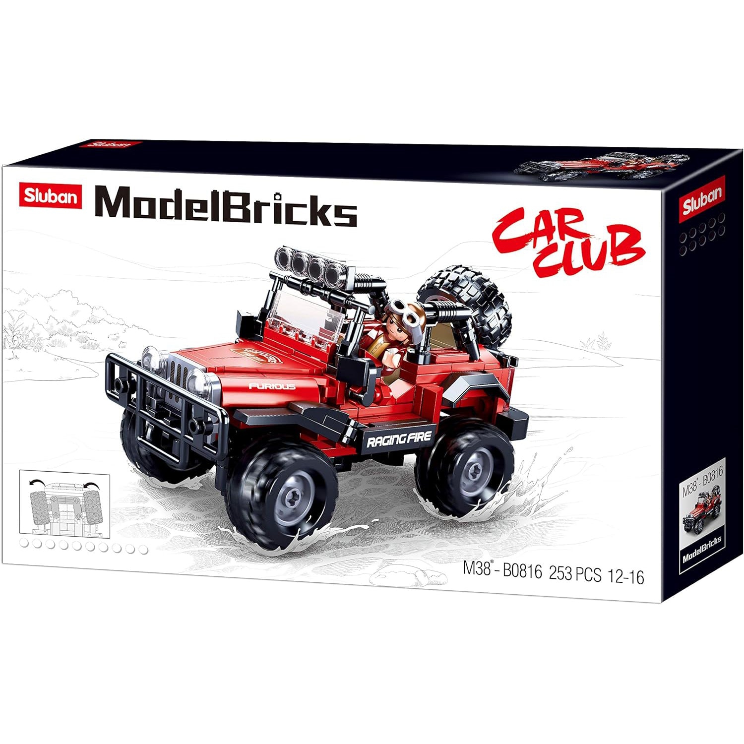 Sluban - Jeep Building Blocks Set with 1 Figure, 253 Pieces