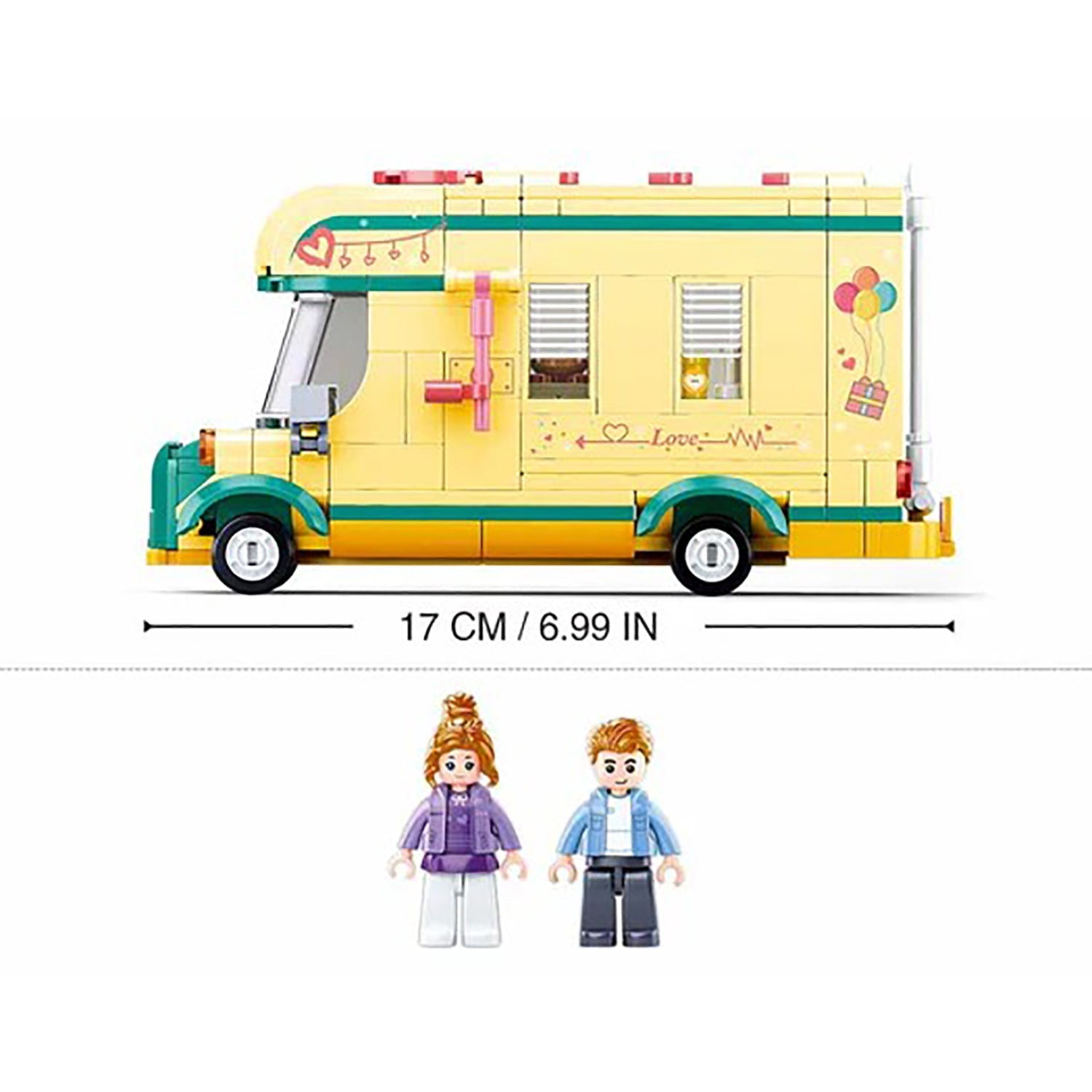 Sluban - Summer Camper Van Building Blocks Set with 2 Figures, 314 Pieces