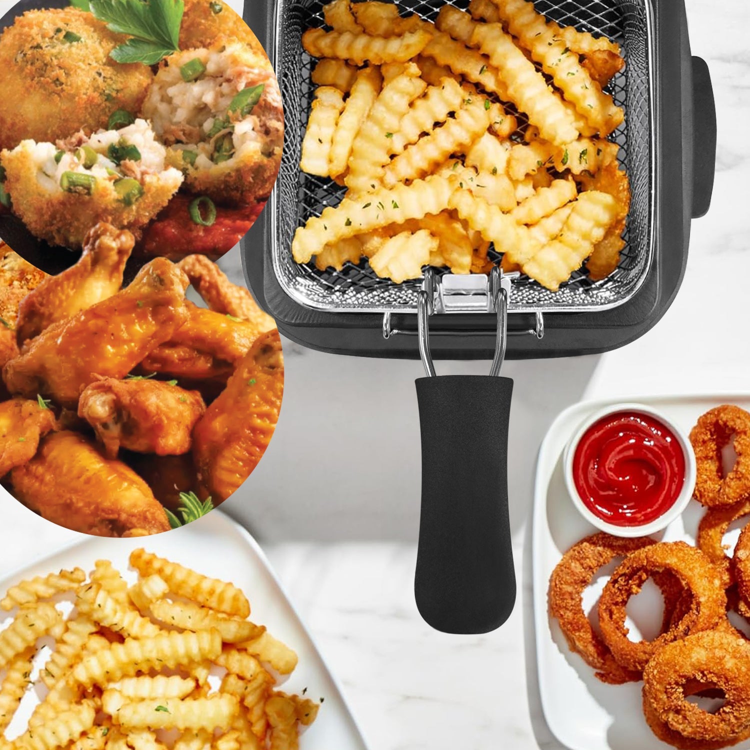 Hauz - Compact Electric Fryer, 1.4L Capacity, Adjustable Temperature, Stainless Steel
