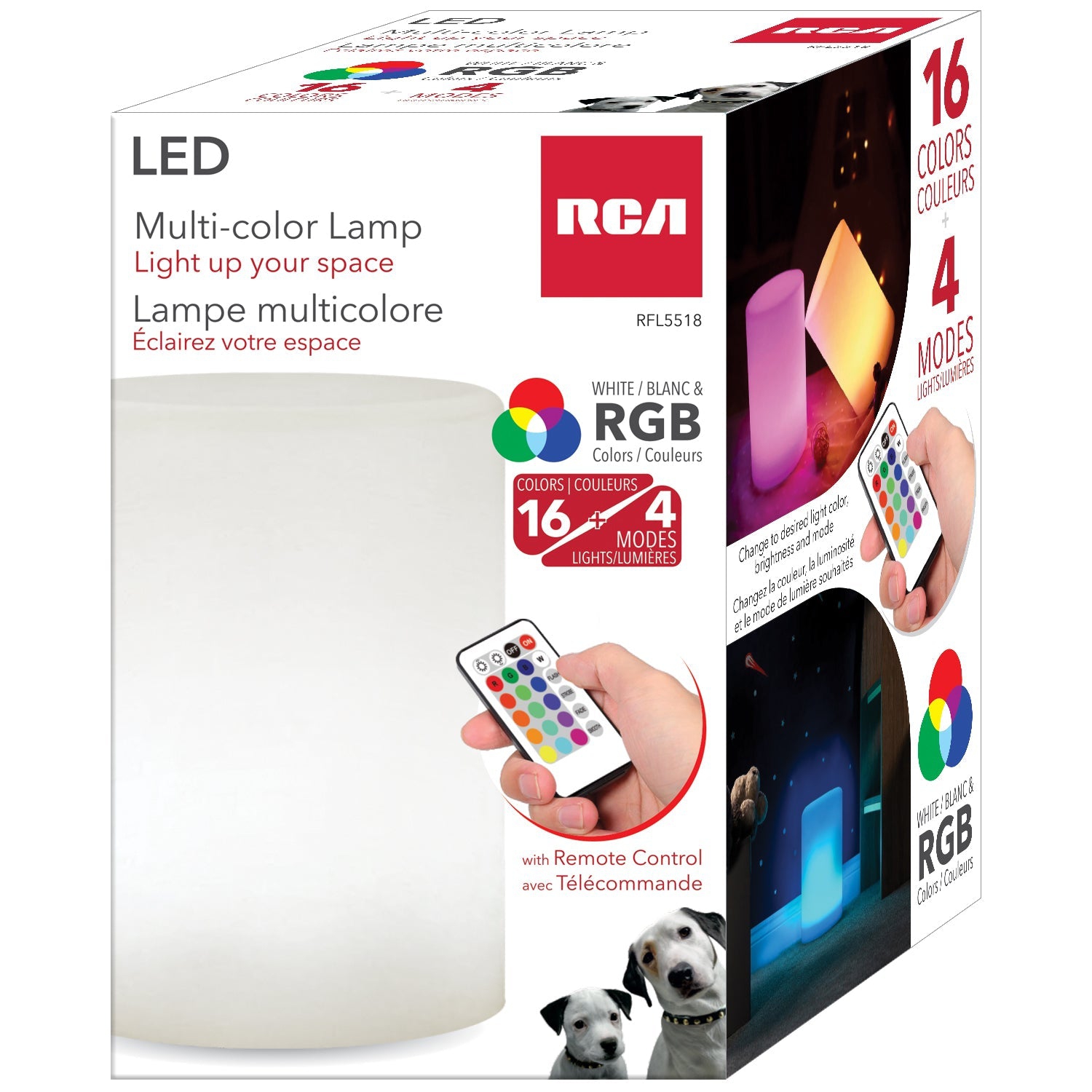 RCA - Lampe LED avec télécommande, éclairage RVB, à piles