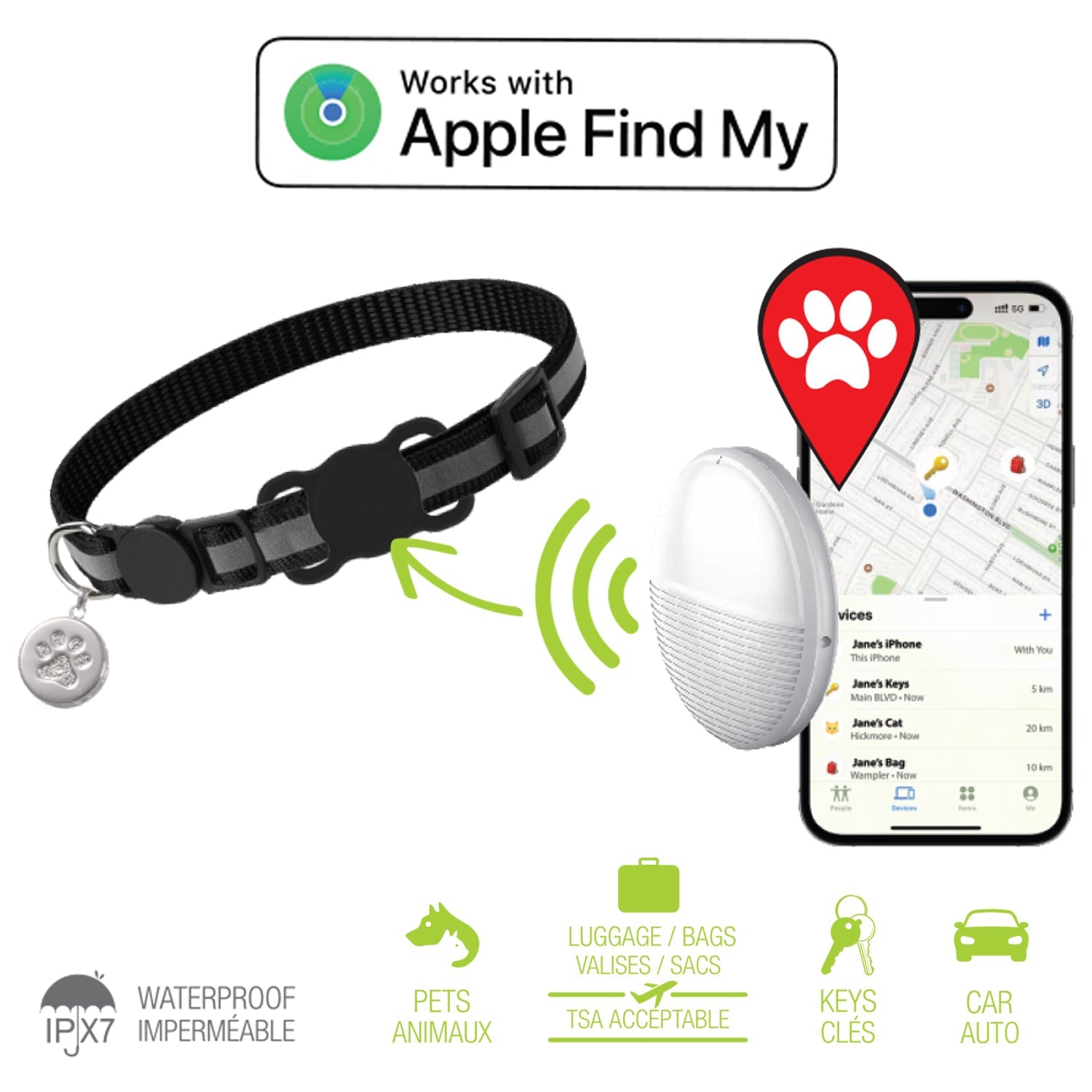 Animooos - Bluetooth Tracker for iOS With Pet Collar Holder