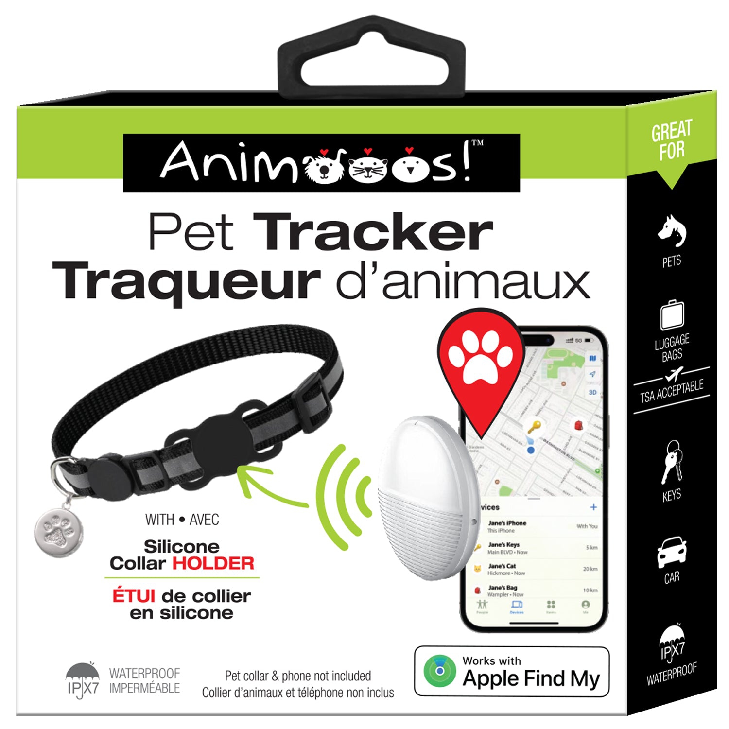 Animooos - Bluetooth Tracker for iOS With Pet Collar Holder