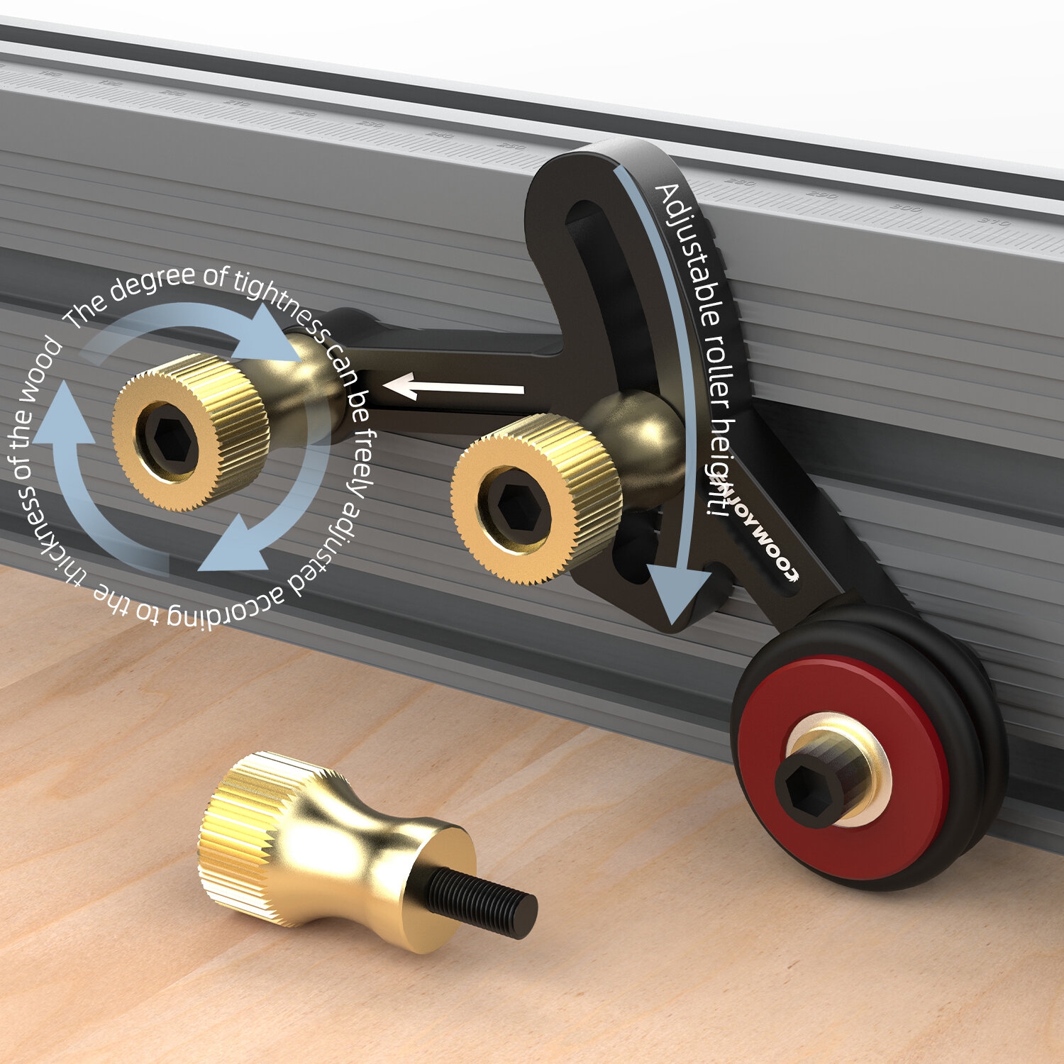ENJOYWOOD – Alimentation à rouleaux à roulement unidirectionnel, coupe transparente, guide de stock de précision, planches à plumes, alimentation de
