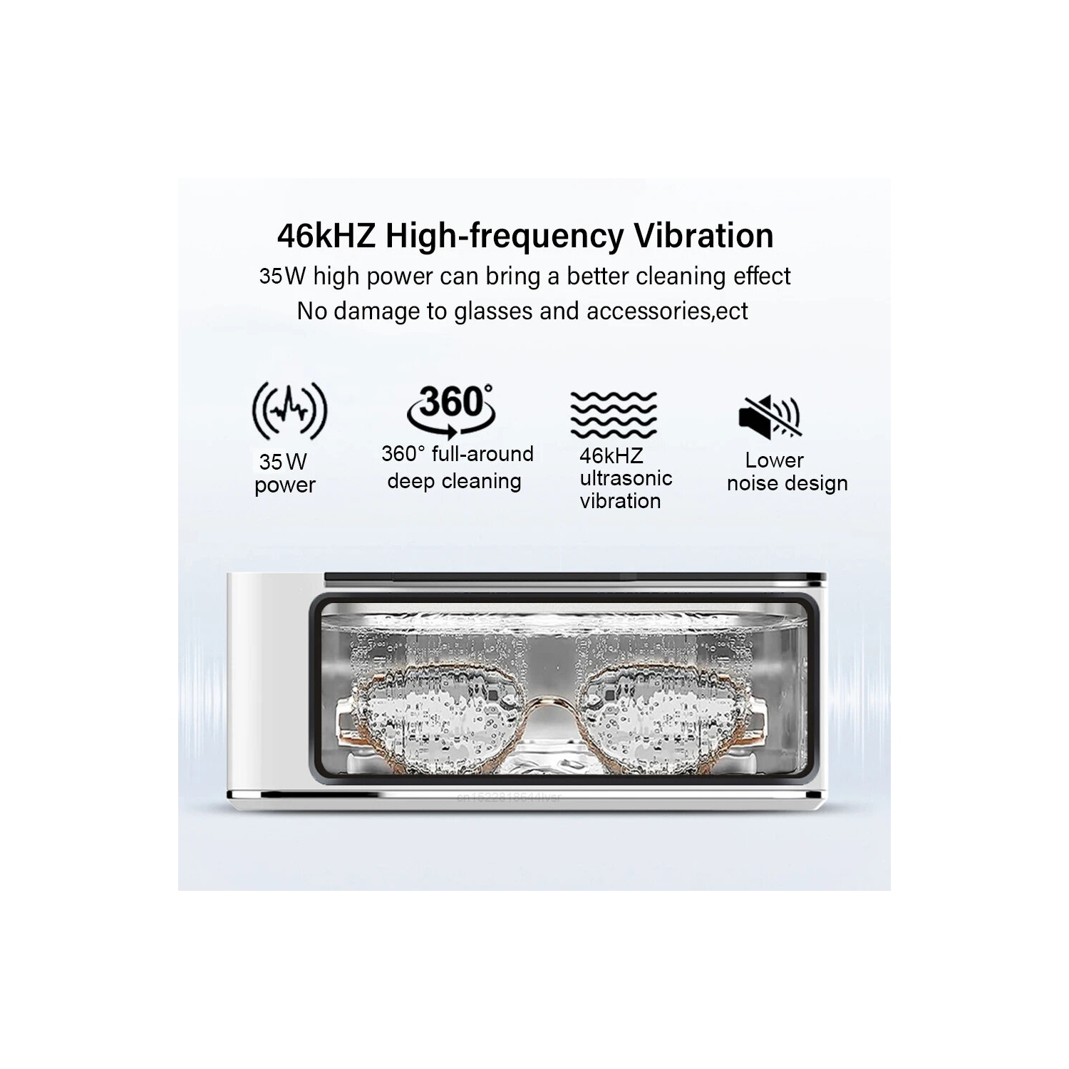 Mugle 40&nbsp;W – Nettoyeur à bijoux portatif 46&nbsp;kHz U1trasonic Vibration Power avec écran tactile 4 réglages de temps de nettoyage et 304