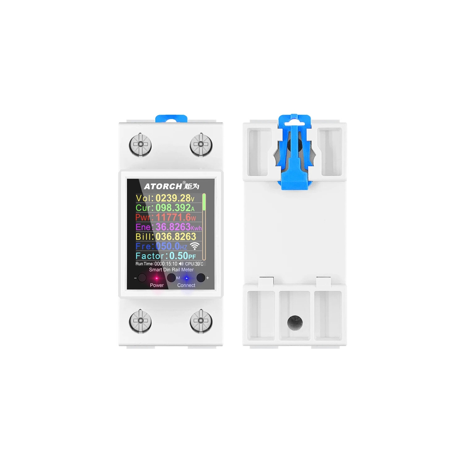 1P Tuya AC50-320&nbsp;V Smart Life Din Rail Wi-Fi intelligent Compteur d'énergie Minuterie Moniteur de consommation d'énergie KWh Mètre Wattmètre