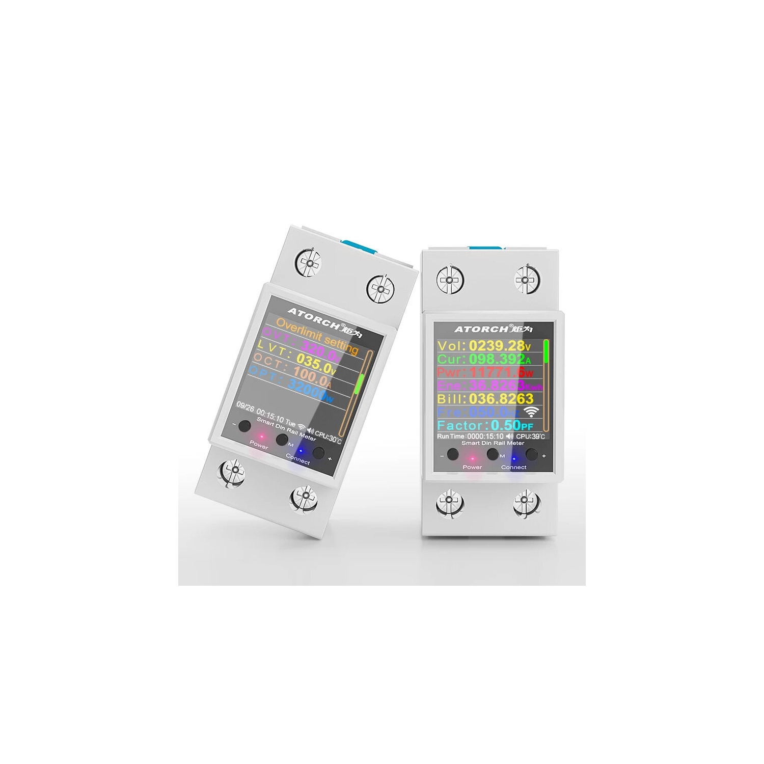 1P Tuya AC50-320&nbsp;V Smart Life Din Rail Wi-Fi intelligent Compteur d'énergie Minuterie Moniteur de consommation d'énergie KWh Mètre Wattmètre