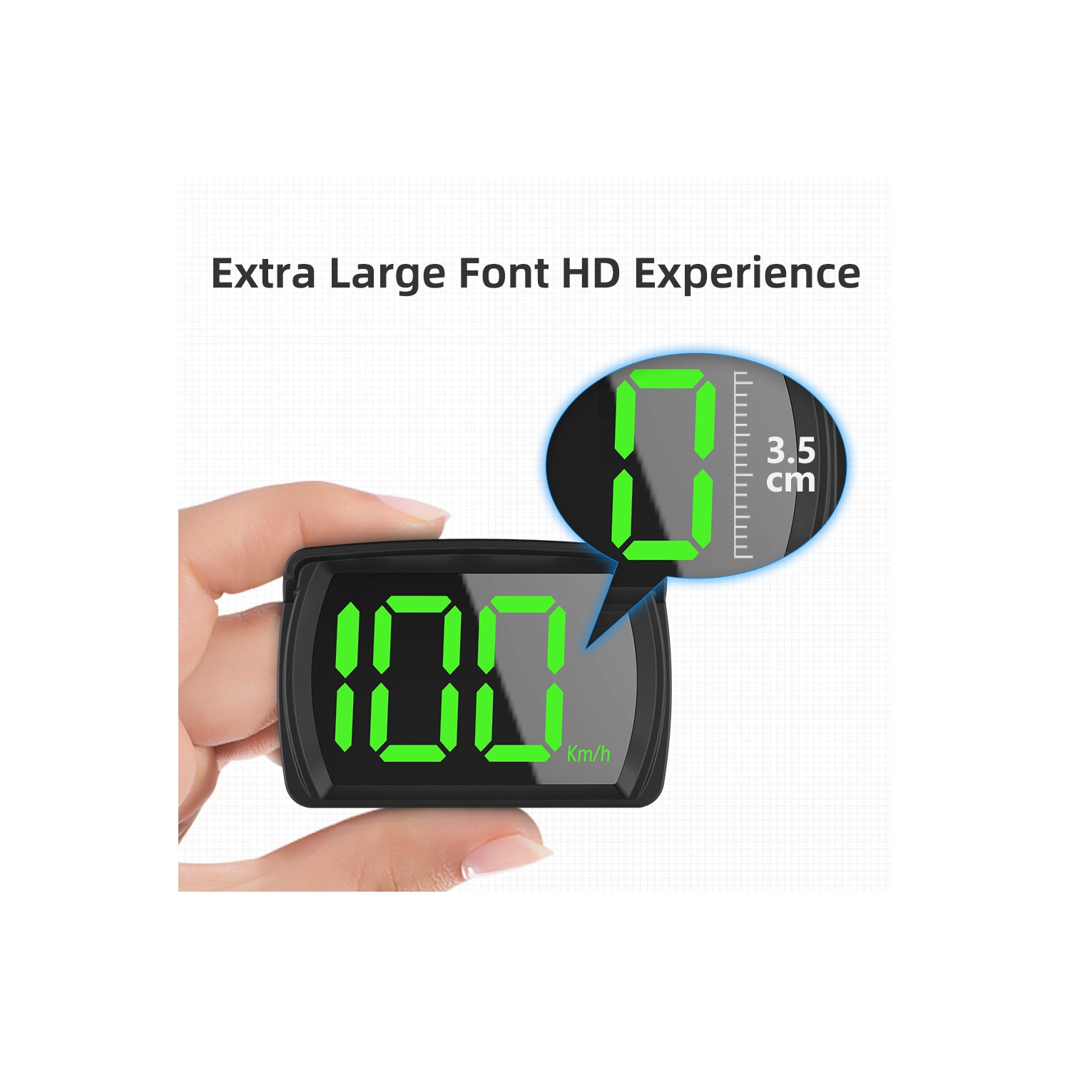 Voiture GPS HUD Compteur de vitesse numérique KMH MPH Grandes polices Lumière verte Affichage tête haute voiture HUD pour toutes les voitures