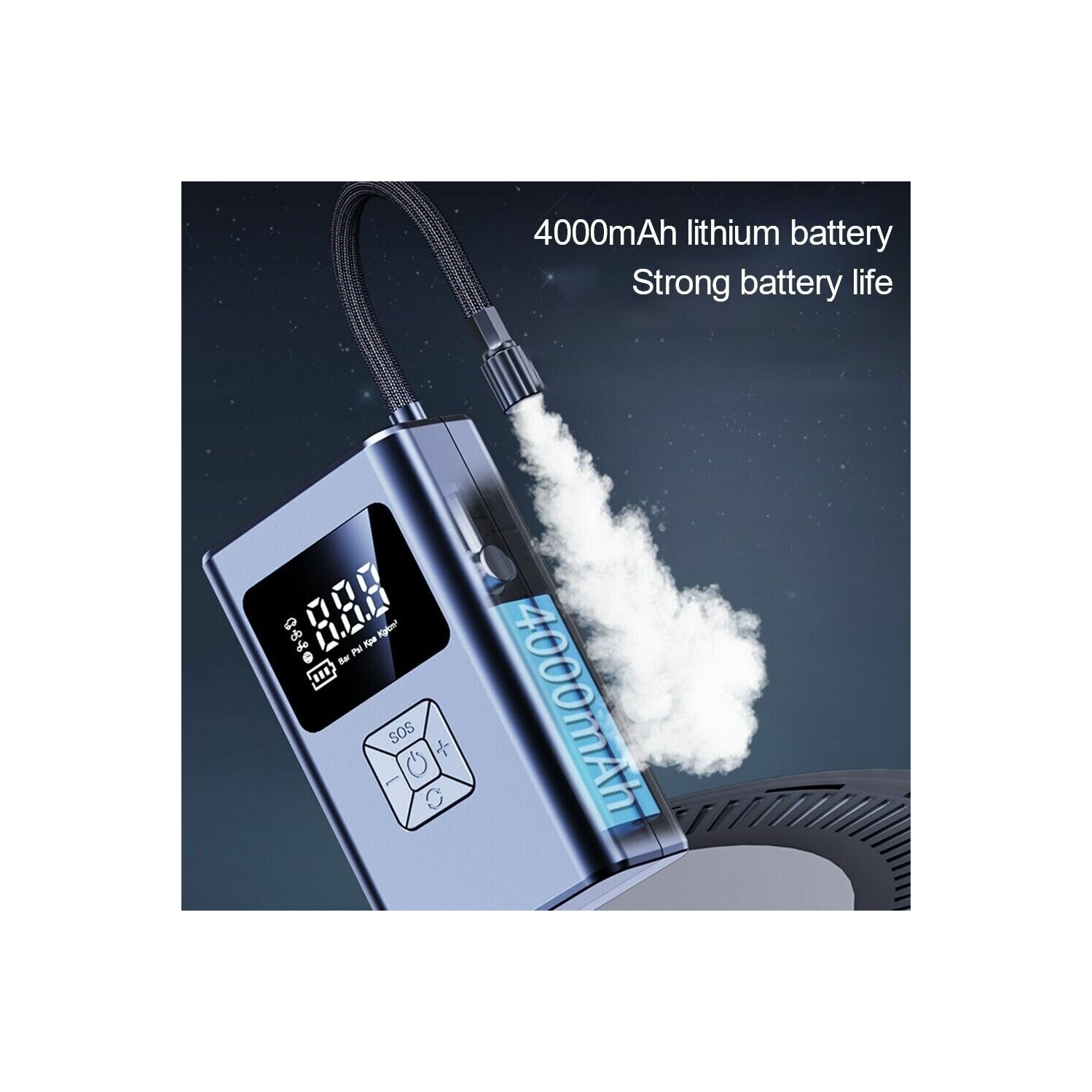 TUERBB T-AP66 Cordless Tire Inflator 4000mAh Air Pump with LED Light Power Bank for Cars, Motorcycles, Bicycles, Balls