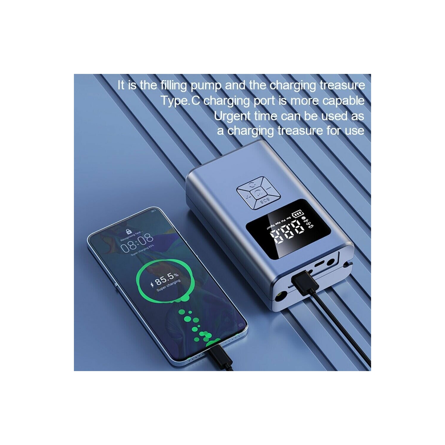 TUERBB T-AP66 Cordless Tire Inflator 4000mAh Air Pump with LED Light Power Bank for Cars, Motorcycles, Bicycles, Balls