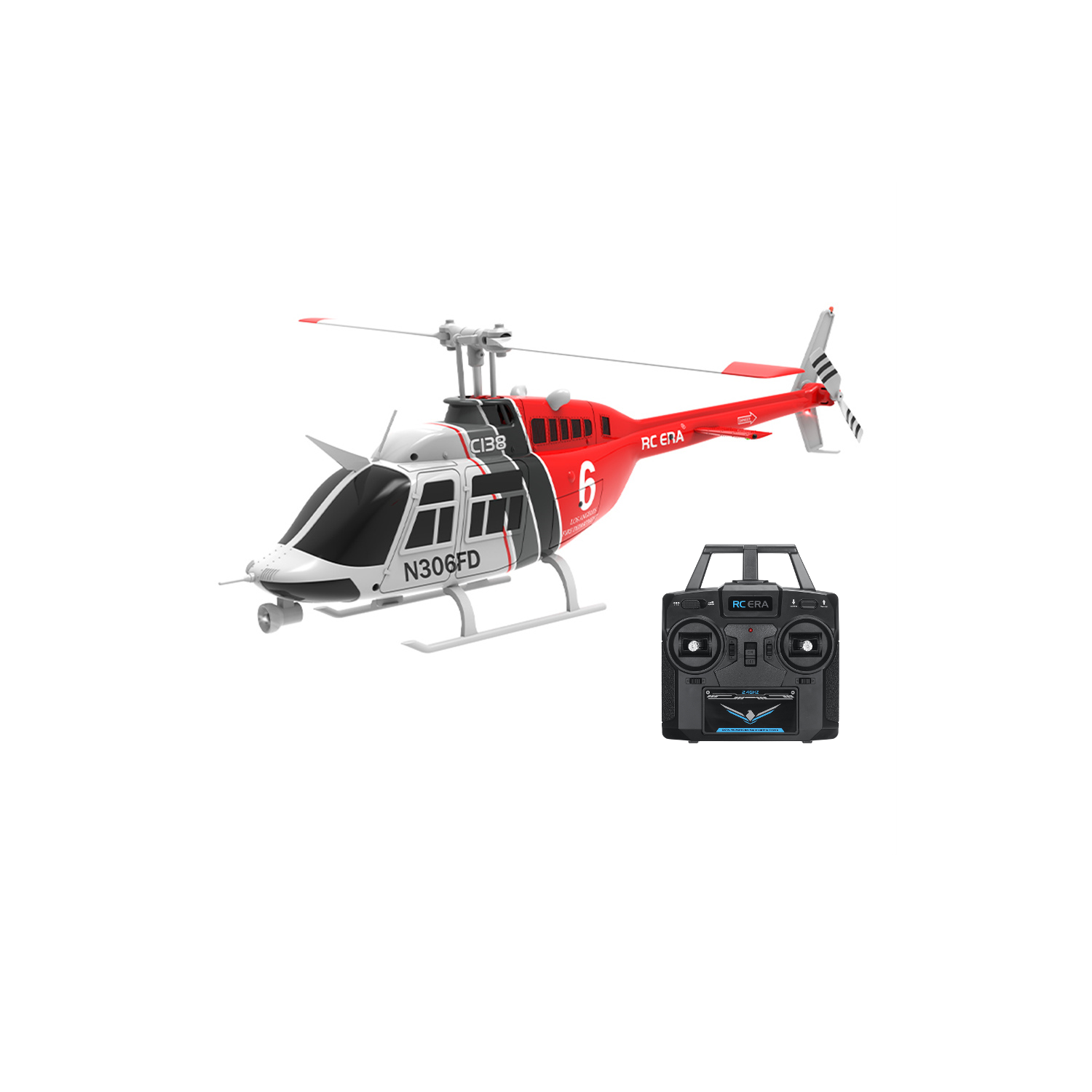 RC ERA C138 Bell 206 2.4G 6CH 6-Axis Gyro 1:33 Scale Altitude Hold Flybarless RC Helicopter RTF