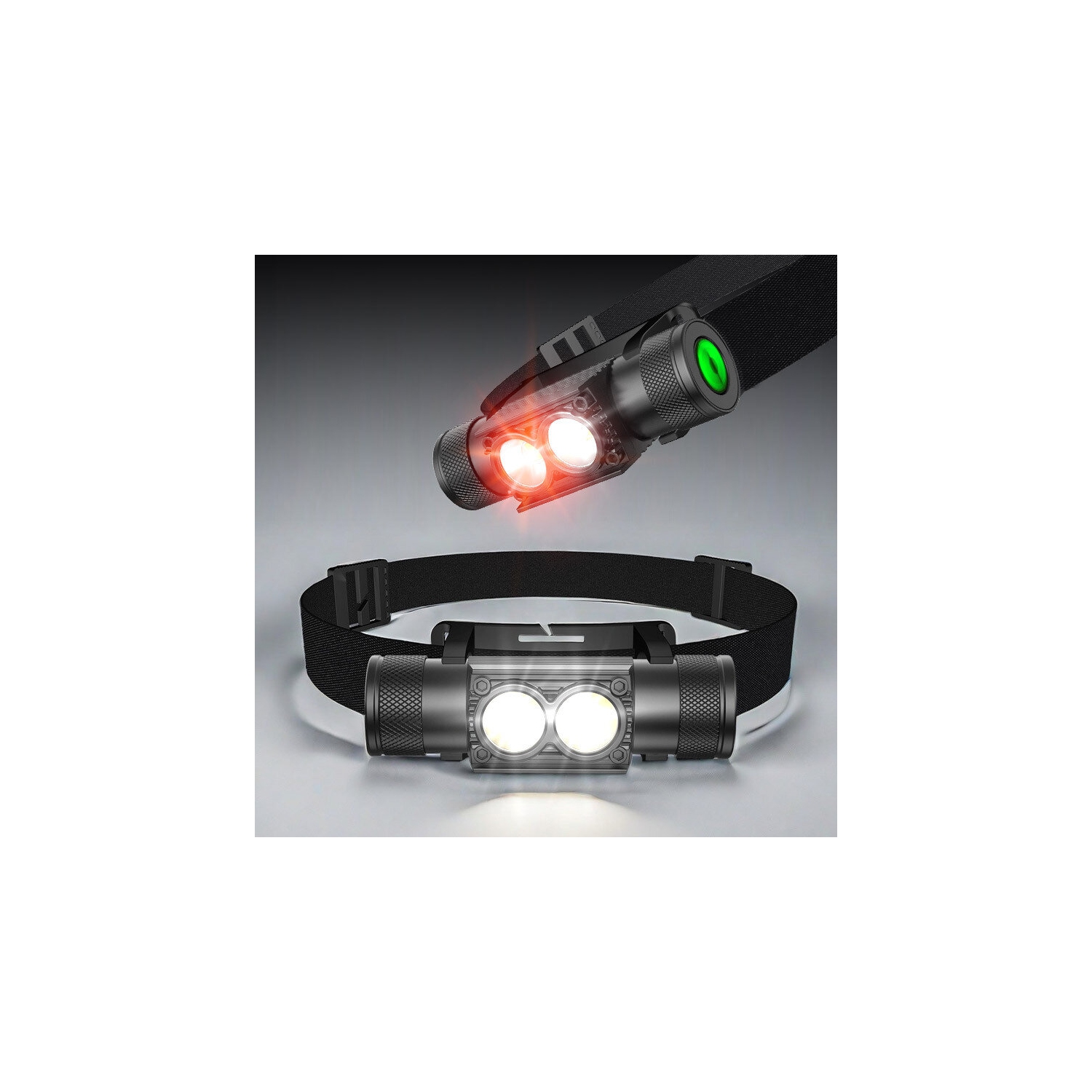 Lampe frontale LED portative en alliage d'aluminium rechargeable USB-C de Bikight avec 18650 lampes de poche à batterie