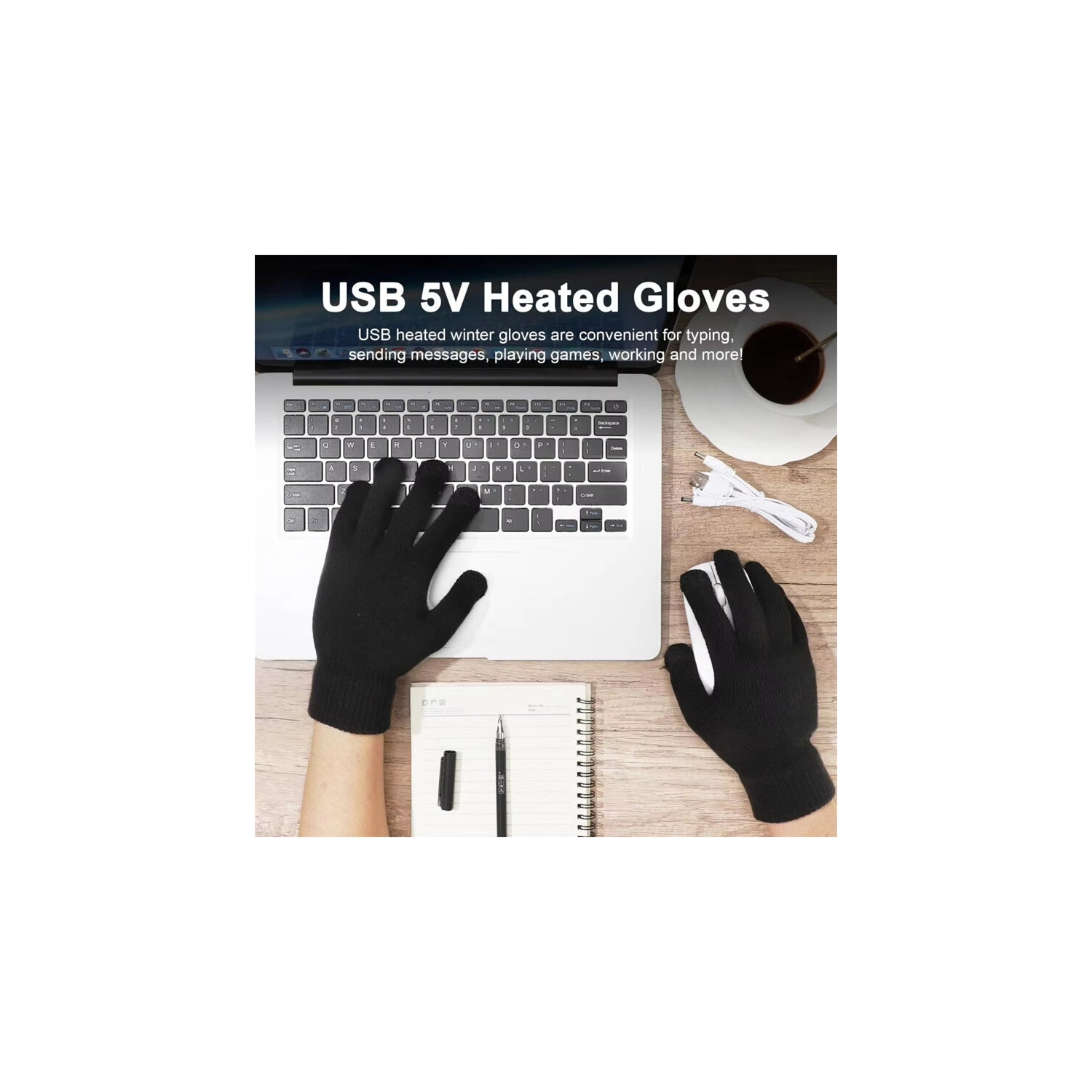 TENGOO hiver Gants chauffants électriques USB Gants chauffants électriques rechargeables Gants chauds pour hommes Motocyclette Vélo Snowboard