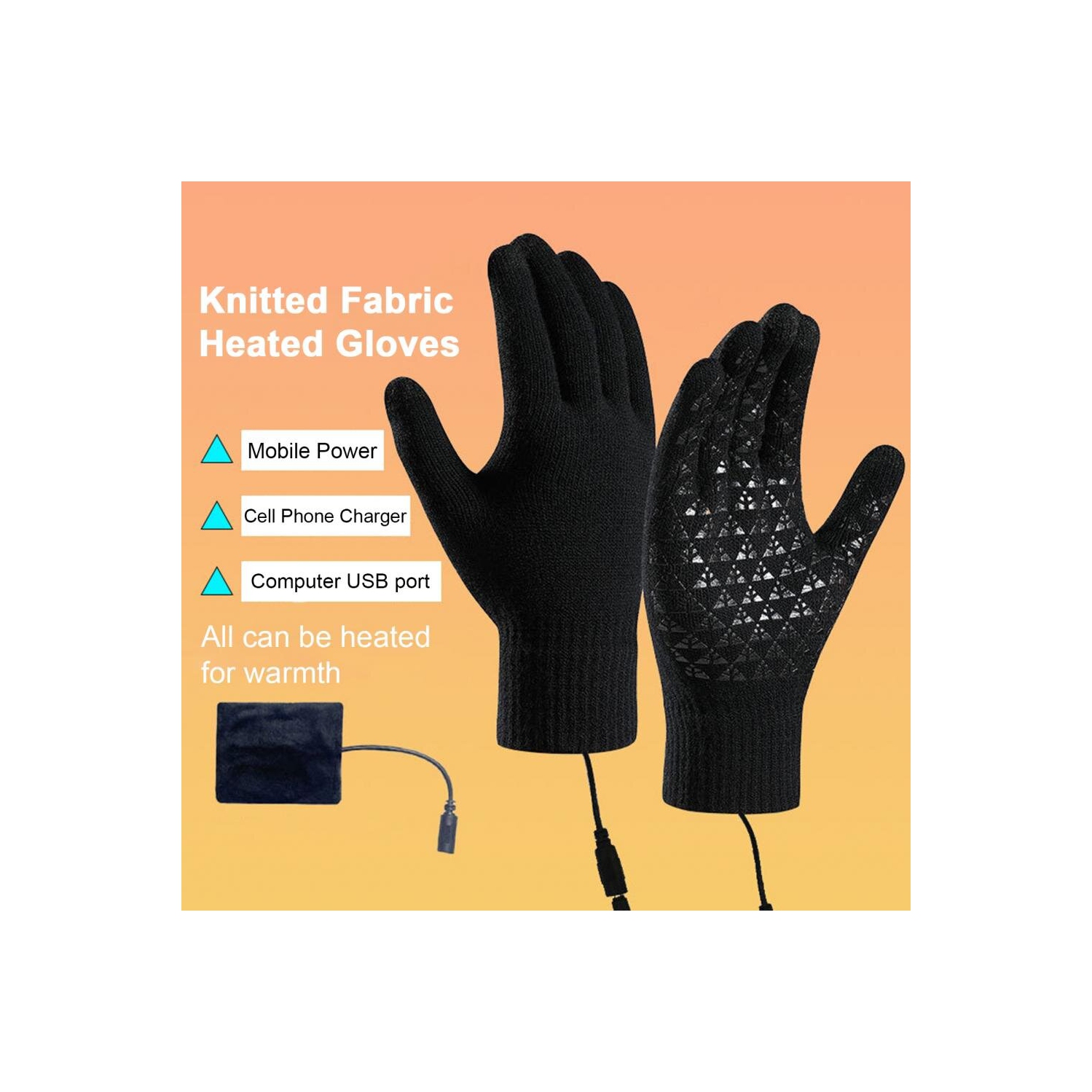 TENGOO hiver Gants chauffants électriques USB Gants chauffants électriques rechargeables Gants chauds pour hommes Motocyclette Vélo Snowboard