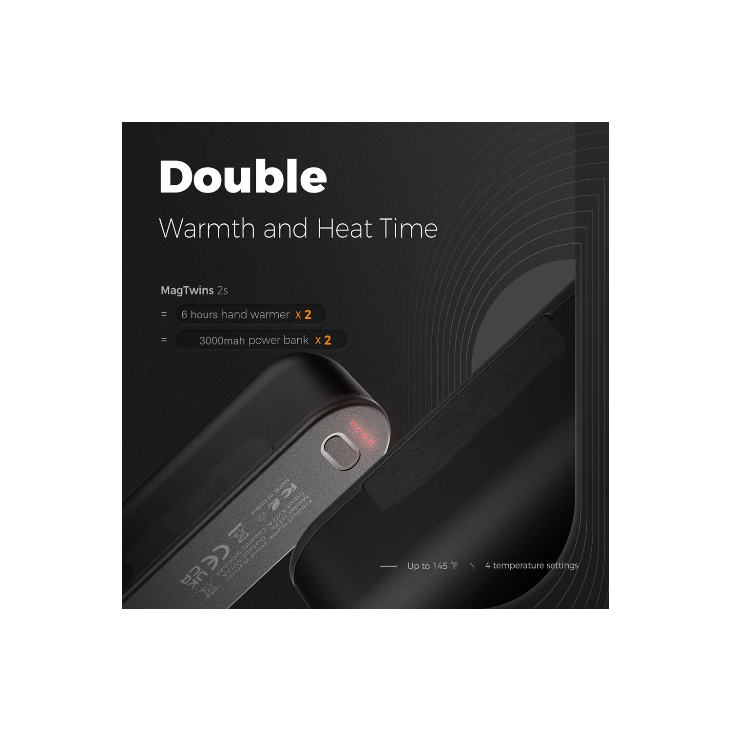 Rechargeable Magnetic Hand Warmer 2 in 1 Smart Dual-Sided Hand Heater Quick Heating 45/55/60C Pocket Heater for Warm Gifts