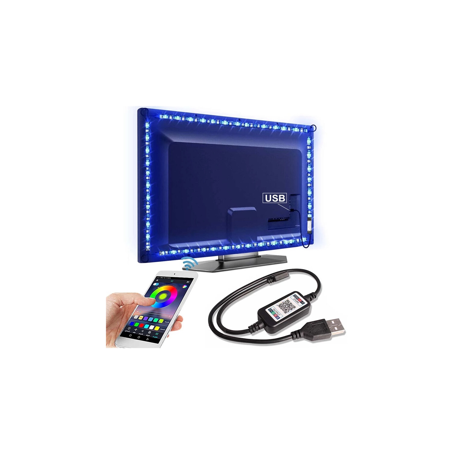 LED Set Light With 5V 5050RGB Colorful TV Background Light with USB Bluetooth Smart Atmosphere Light Strip