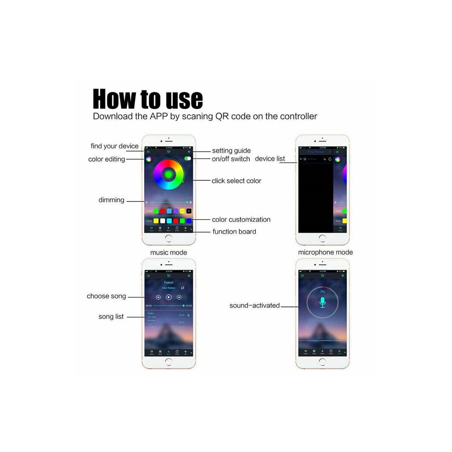 LED Set Light With 5V 5050RGB Colorful TV Background Light with USB Bluetooth Smart Atmosphere Light Strip