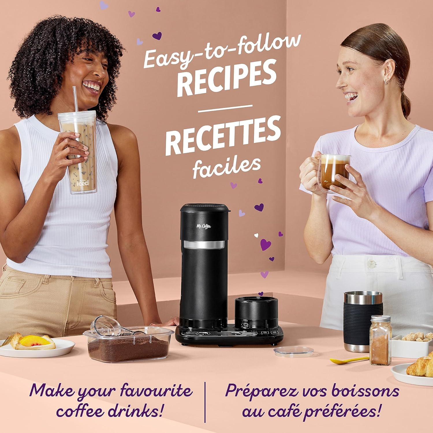 Mr. Coffee 4-in-1 Single-Serve Latte, Iced and Hot Coffee Maker | Coffee Machine with Milk Frother, Tumbler and Reusable Filter | Black