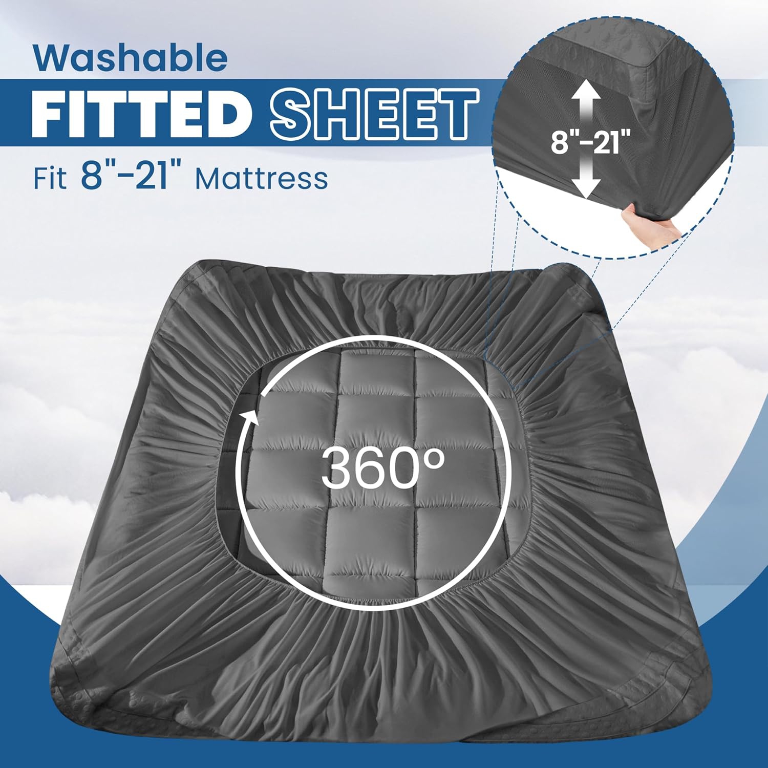 Surmatelas CoolHut pour lit simple de 3&nbsp;po à deux couches avec plateau-coussin de 1&nbsp;po et mousse à mémoire en gel rafraîchissant de