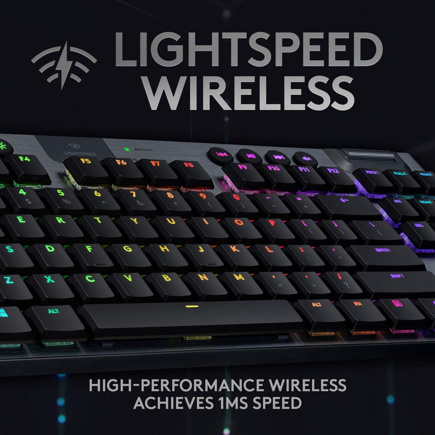 Clavier de jeu mécanique sans pavé sans fil RVB G915 TKL Lightspeed de Logitech, prise en charge sans fil et Bluetooth avancée - linéaire, noir