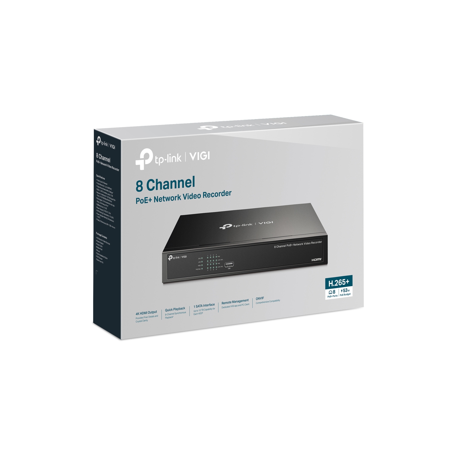 Enregistreur vidéo réseau PoE+ 16 Mpx à 8 canaux VIGI NVR1008H-8P de TP-Link