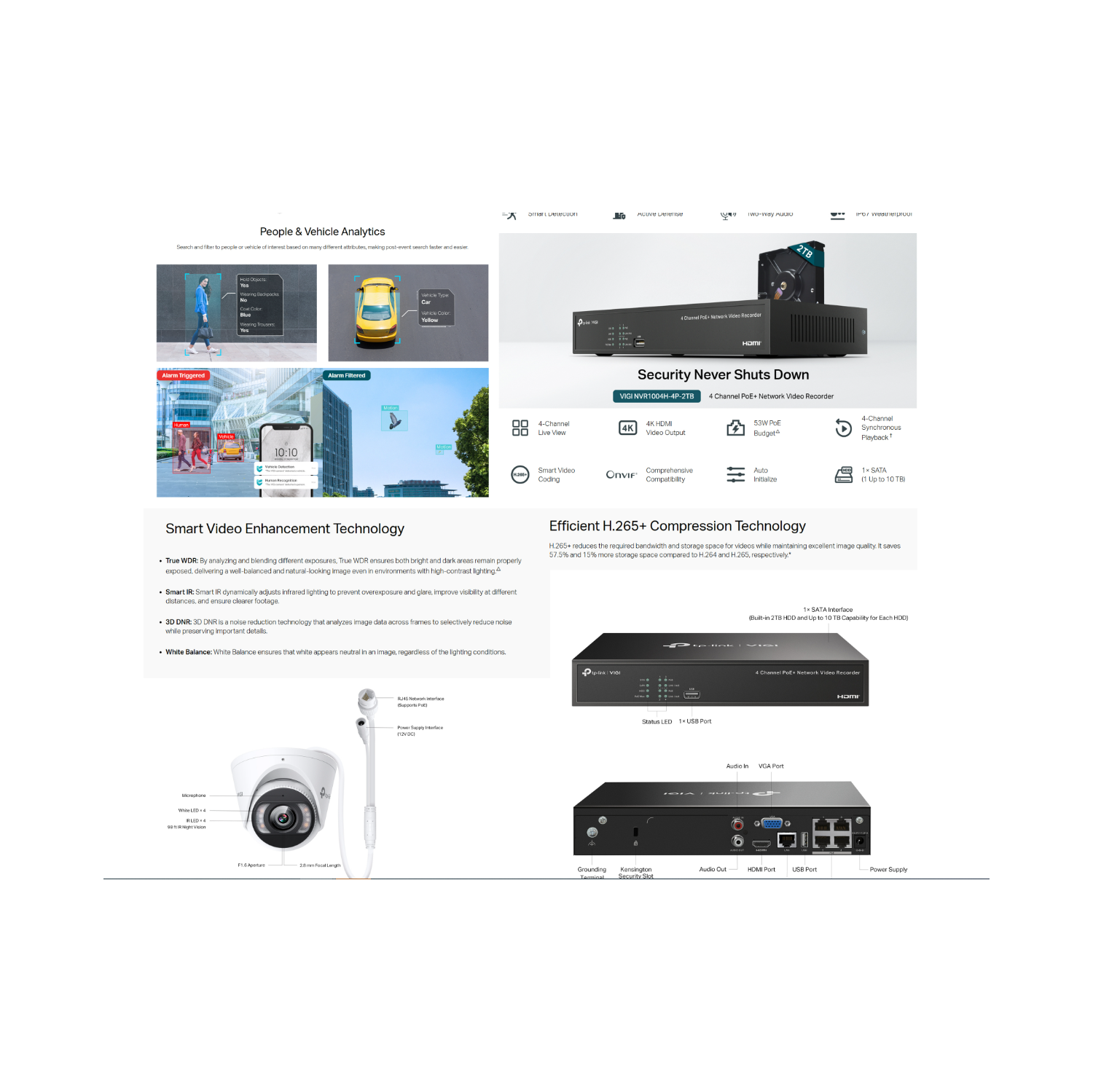 TP-Link VIGI NK4P-T4425-2T 4MP Full-Color Turret IPC & 4 Channel PoE+ NVR KIT