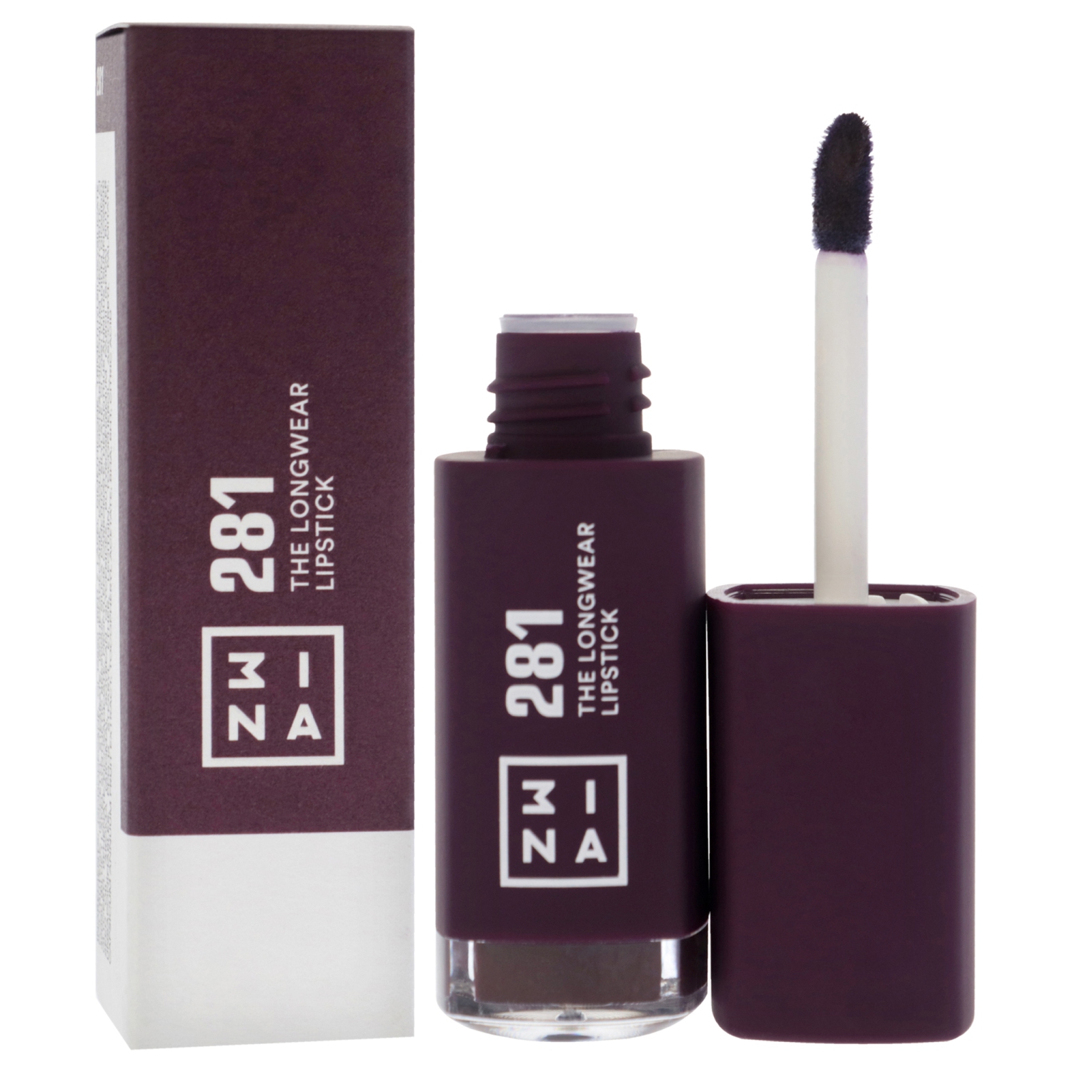 The Longwear Lipstick - 281 Aubergine by 3INA for Women - 0.20 oz Lipstick