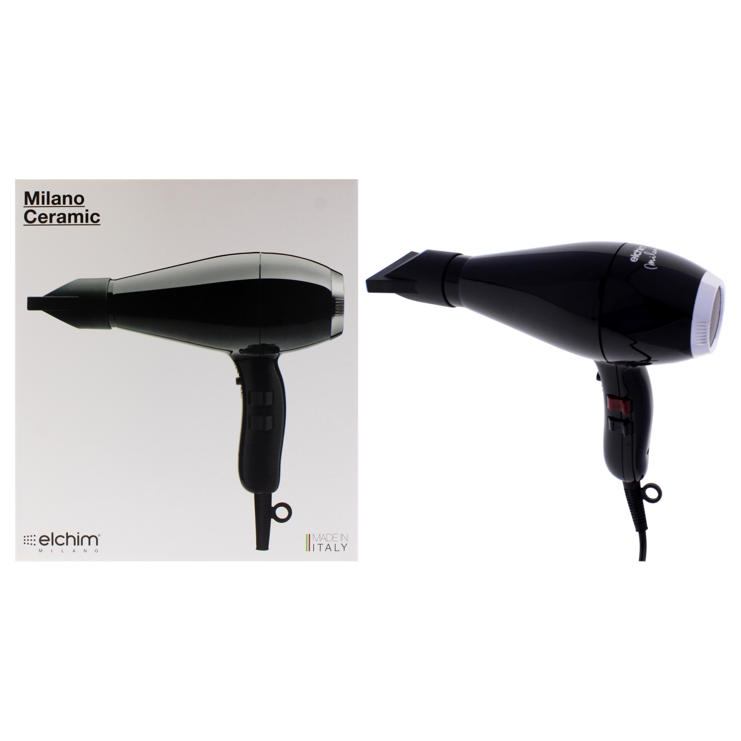 Milano Ceramic Hair Dryer - Black-Silver by Elchim for Unisex - 1 Pc Hair Dryer