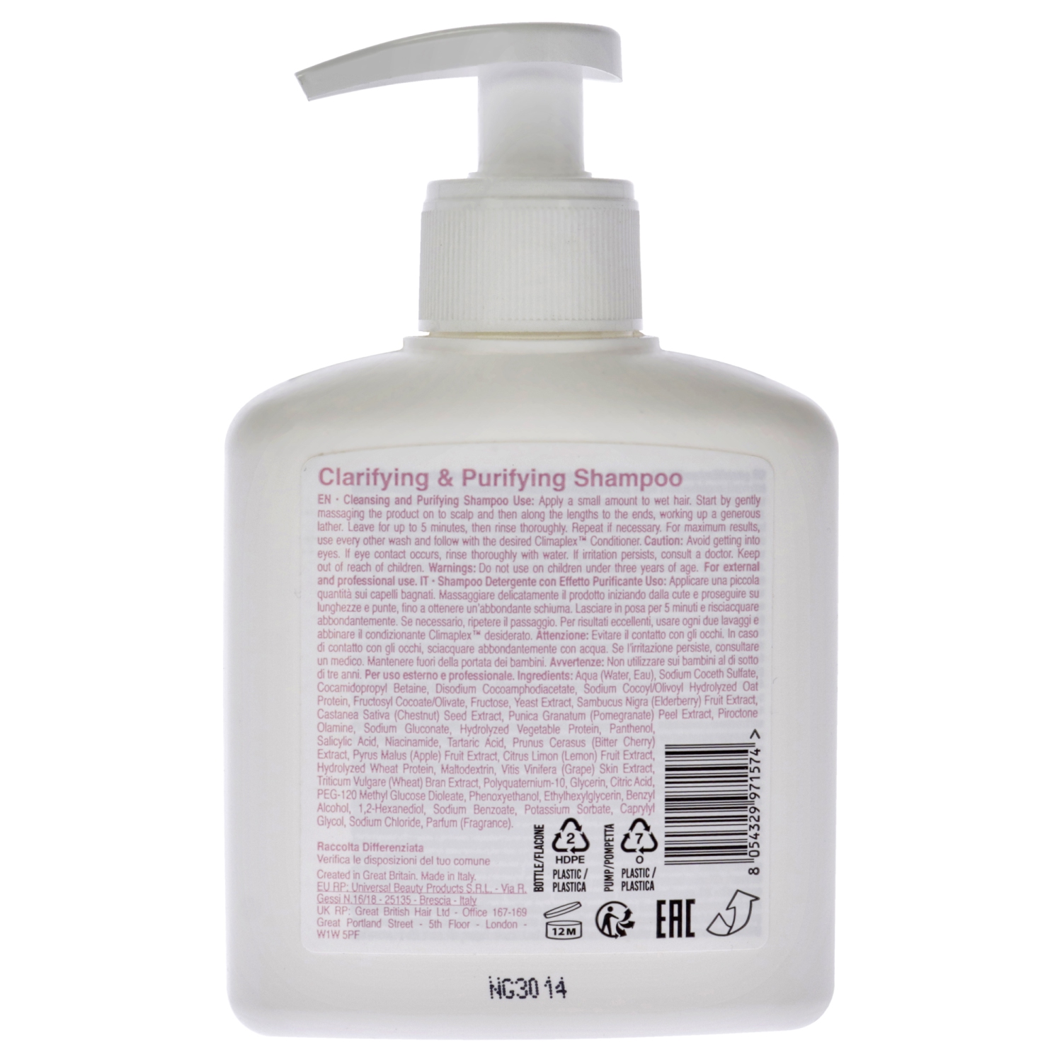 Shampooing clarifiant et purifiant de Climaplex pour unisexe - 8,45 oz Shampoo