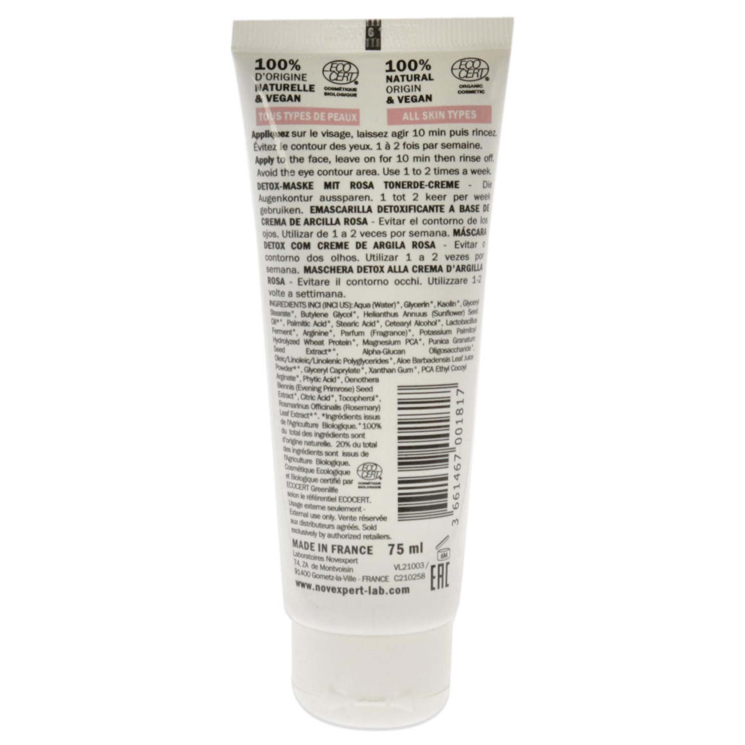 Detox Mask With Creamy Pink Clay by Novexpert for Unisex - 2.53 oz Mask