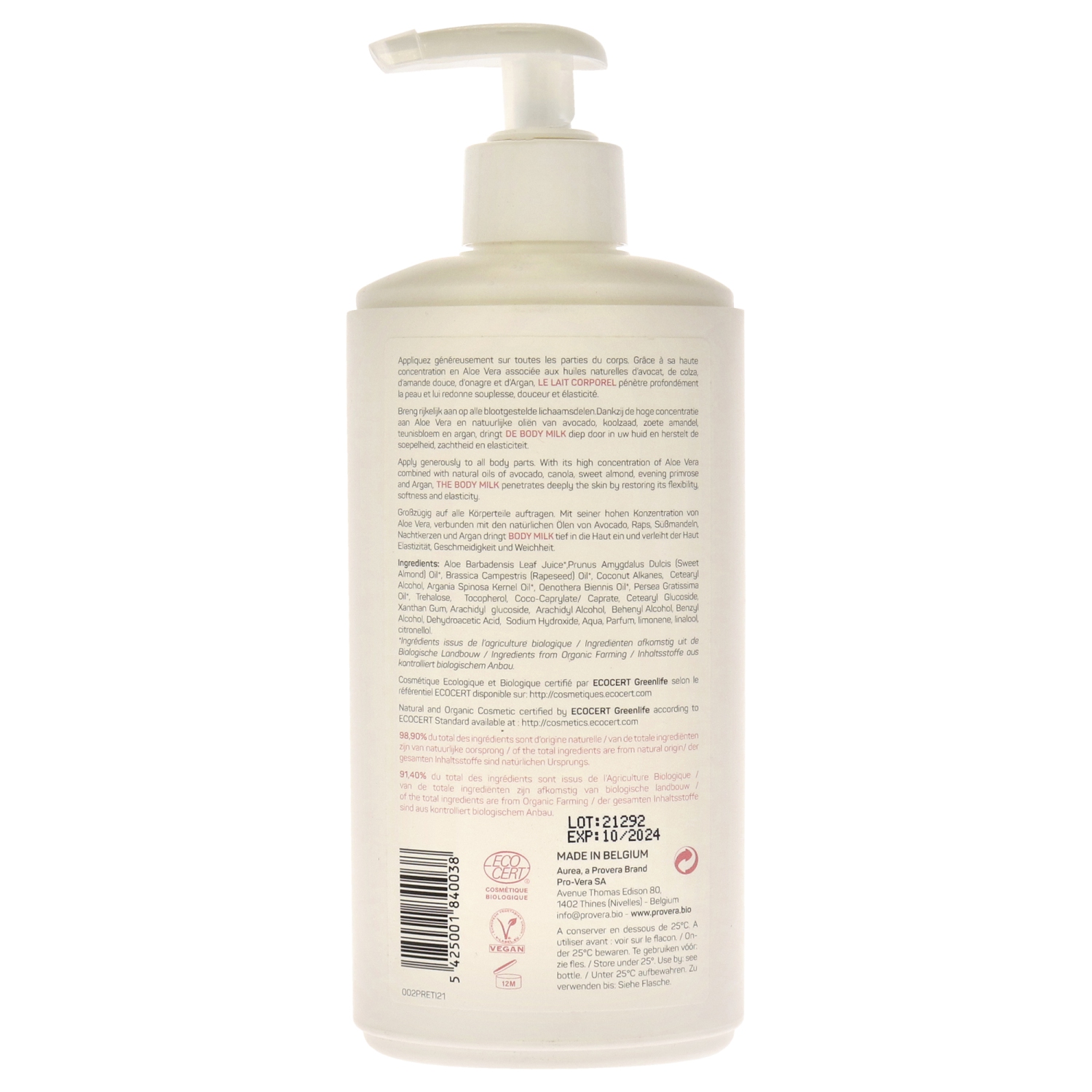 Aloe Vera Body Milk by Aurea for Unisex - 13.5 oz Body Milk
