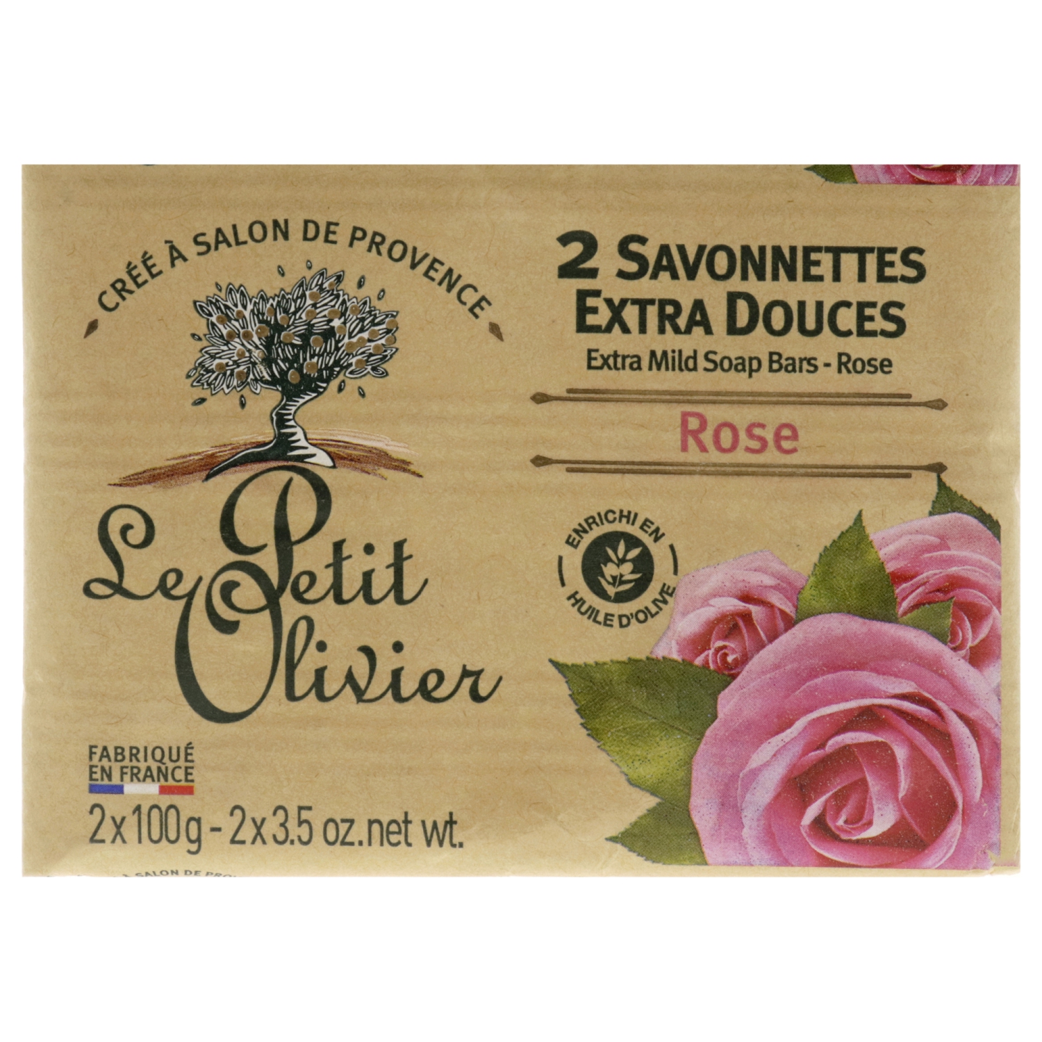 Extra Mild Soaps - Rose by Le Petit Olivier for Women - 2 x 3.5 oz Soap