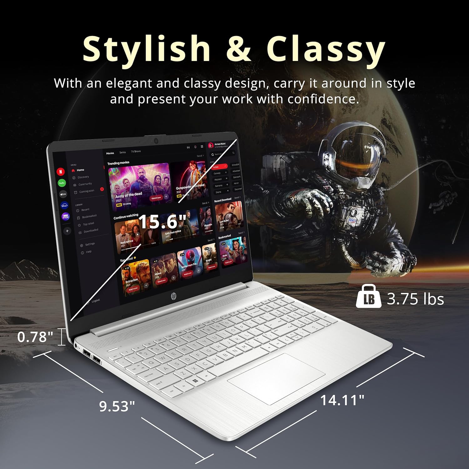 HP 15.6" HD Diagonal Touchscreen Laptop, Intel Pentium Gold 7505, 672GB Storage, 8GB RAM, Numeric Keypad, HD Camera, Wi-Fi 5, Win 11 S, Silver