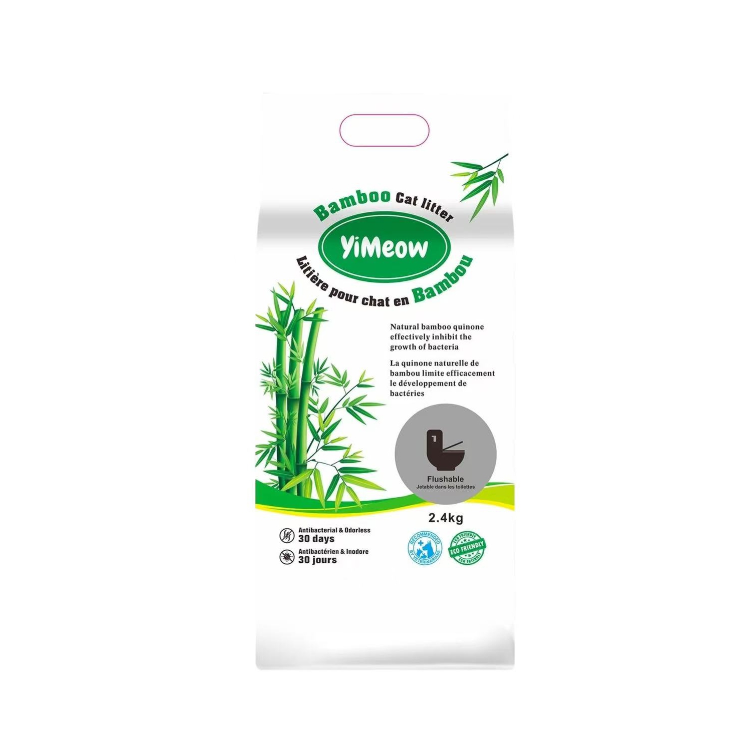 YiMeow Bamboo Fiber Cat Litter 2.4kg, 100% Natural & Eco-Friendly, Superior Odor Control, Dust-Free Formula, Biodegradable & Sustainable, 2.4kg Bag x