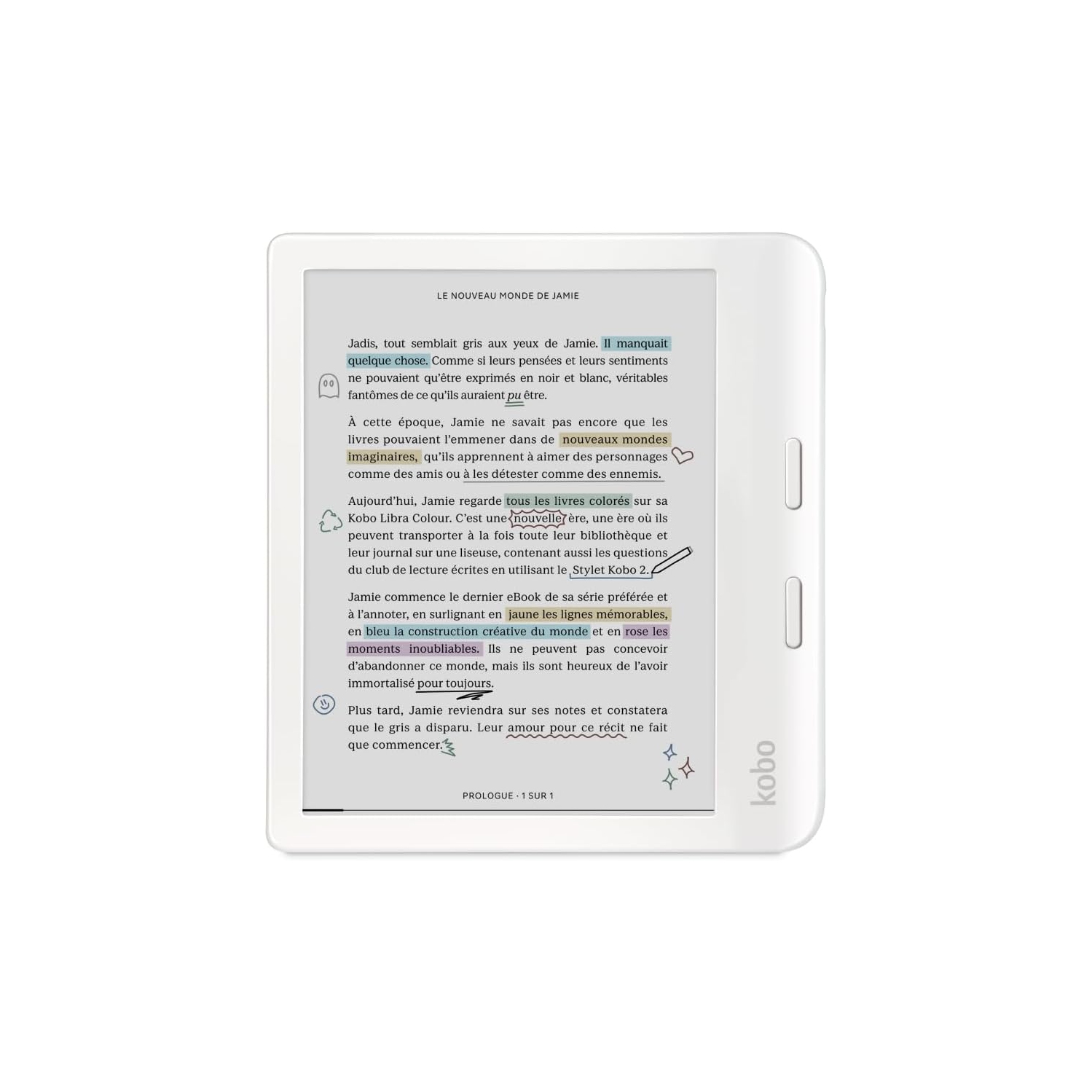 Liseuse numérique à écran tactile couleur de 7&nbsp;po Libra de Kobo - Blanc - Boîte ouverte